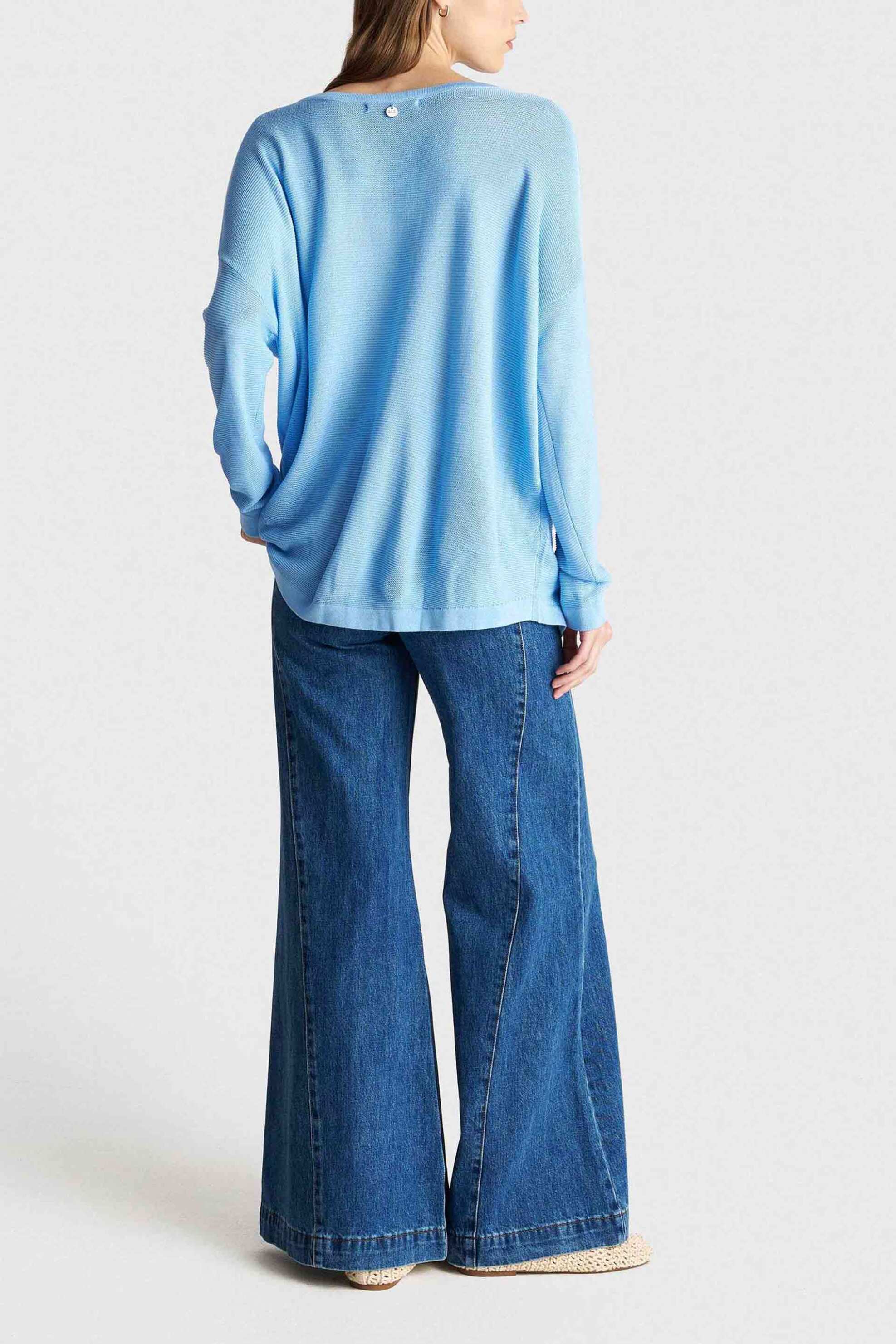 Ale Γυναικεία Πλεκτή Μπλούζα Oversized - 8P23386 Γαλάζιο