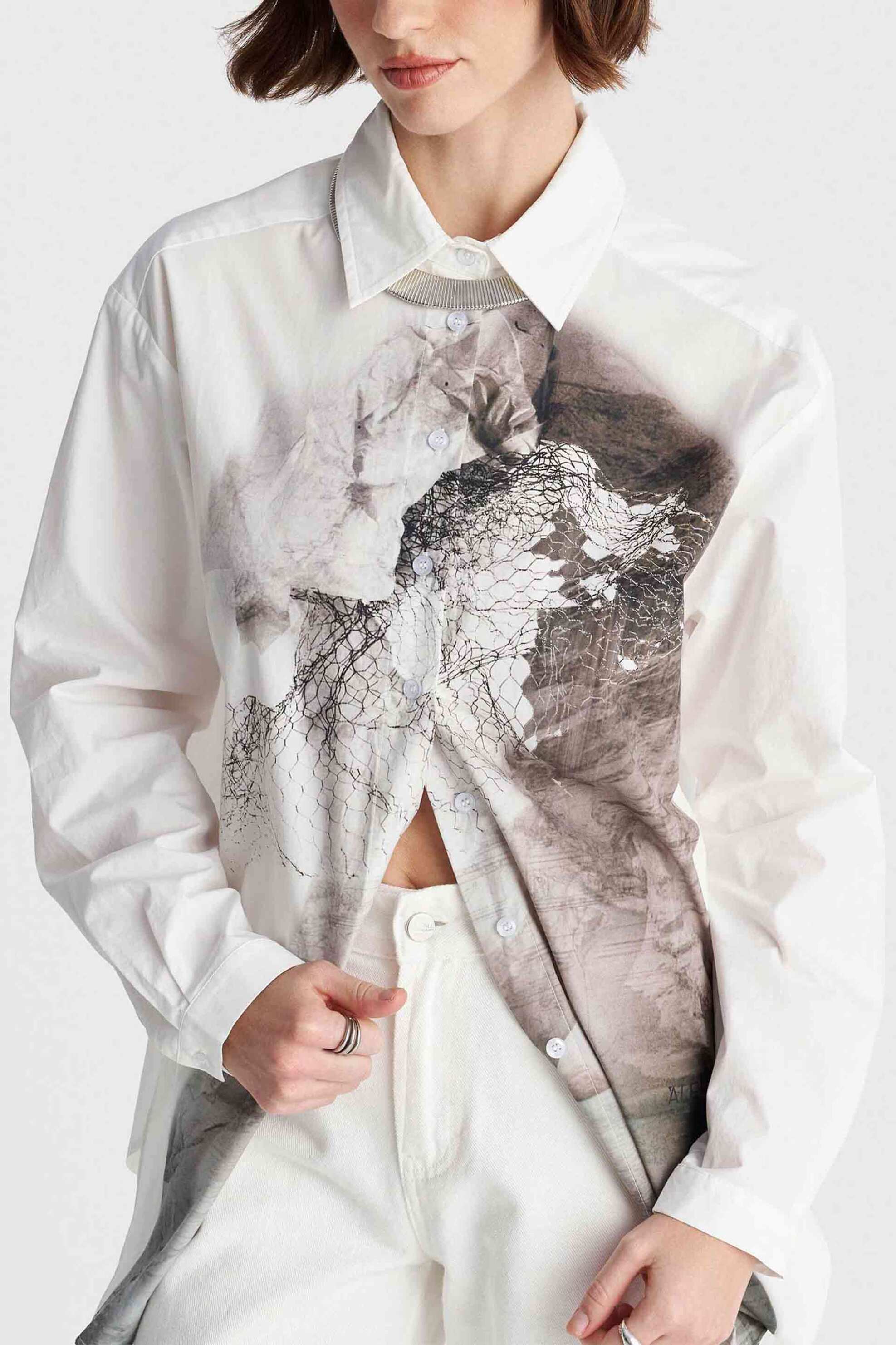 'ALE γυναικείο πουκάμισο με abstract print - 8922786 Λευκό