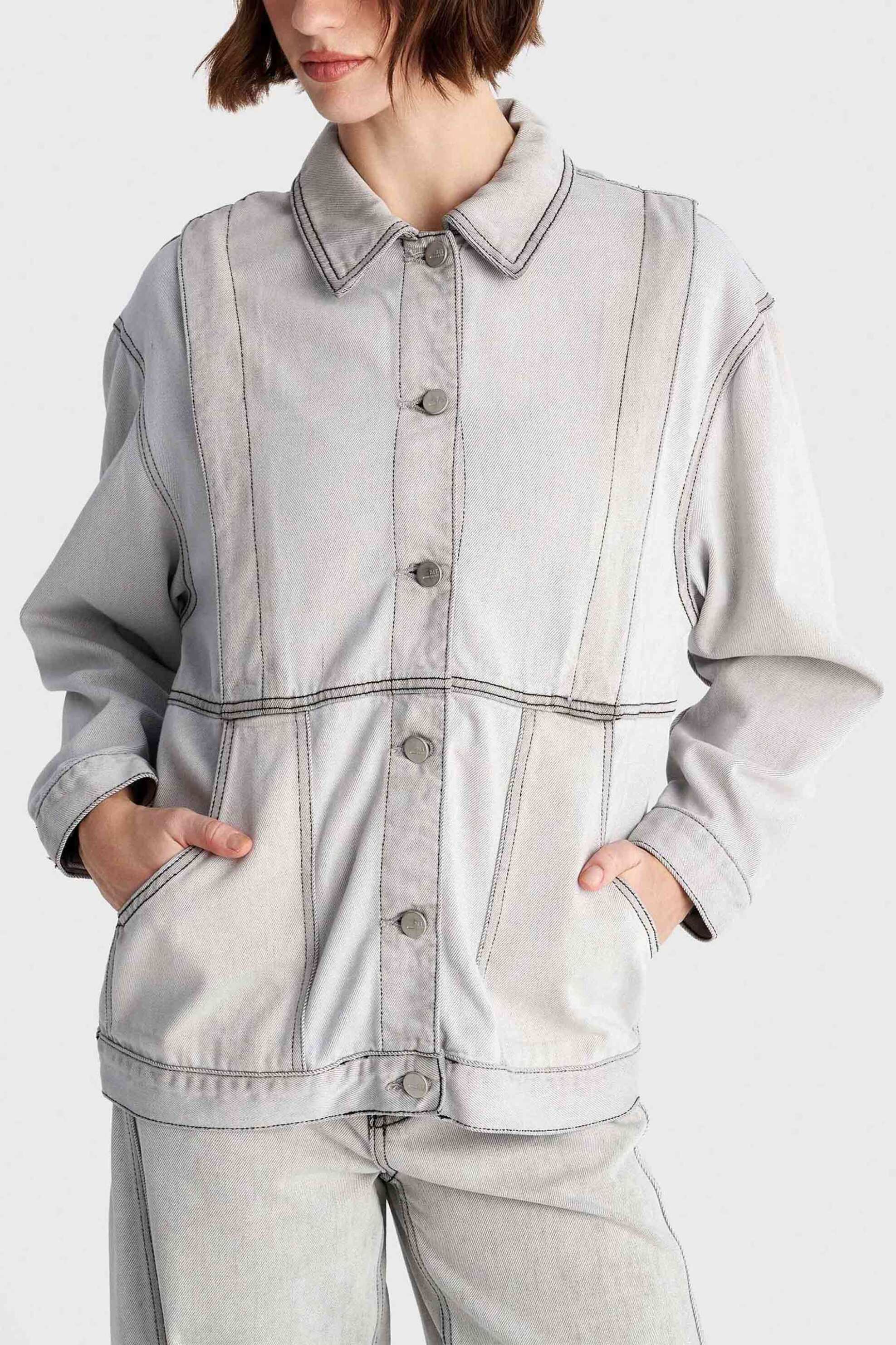 'ALE γυναικείο denim μπουφάν με vintage όψη - 8922970 Ανθρακί