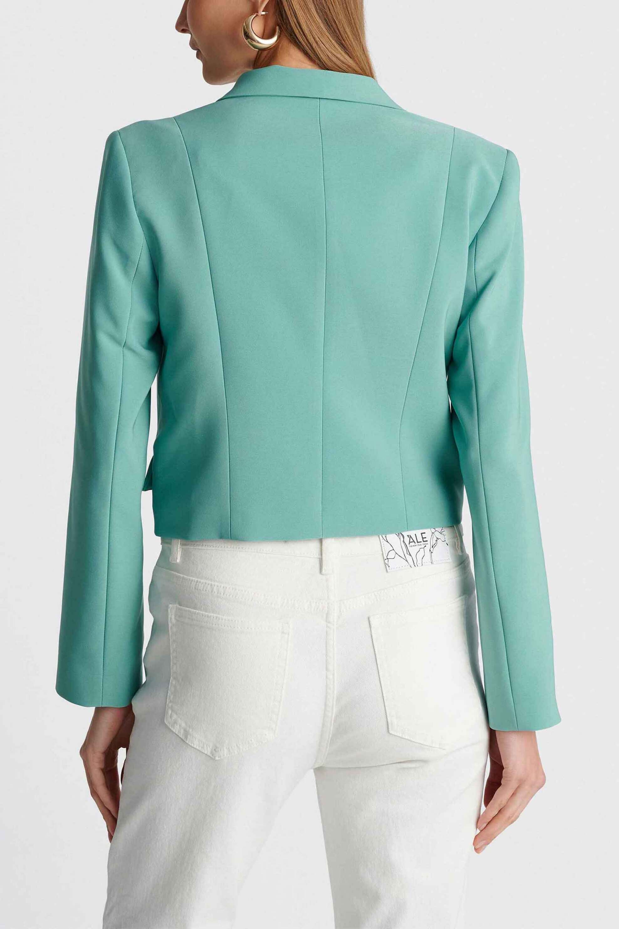 'ALE γυναικείο σακάκι μονόχρωμο cropped - 82464615G Πετρόλ