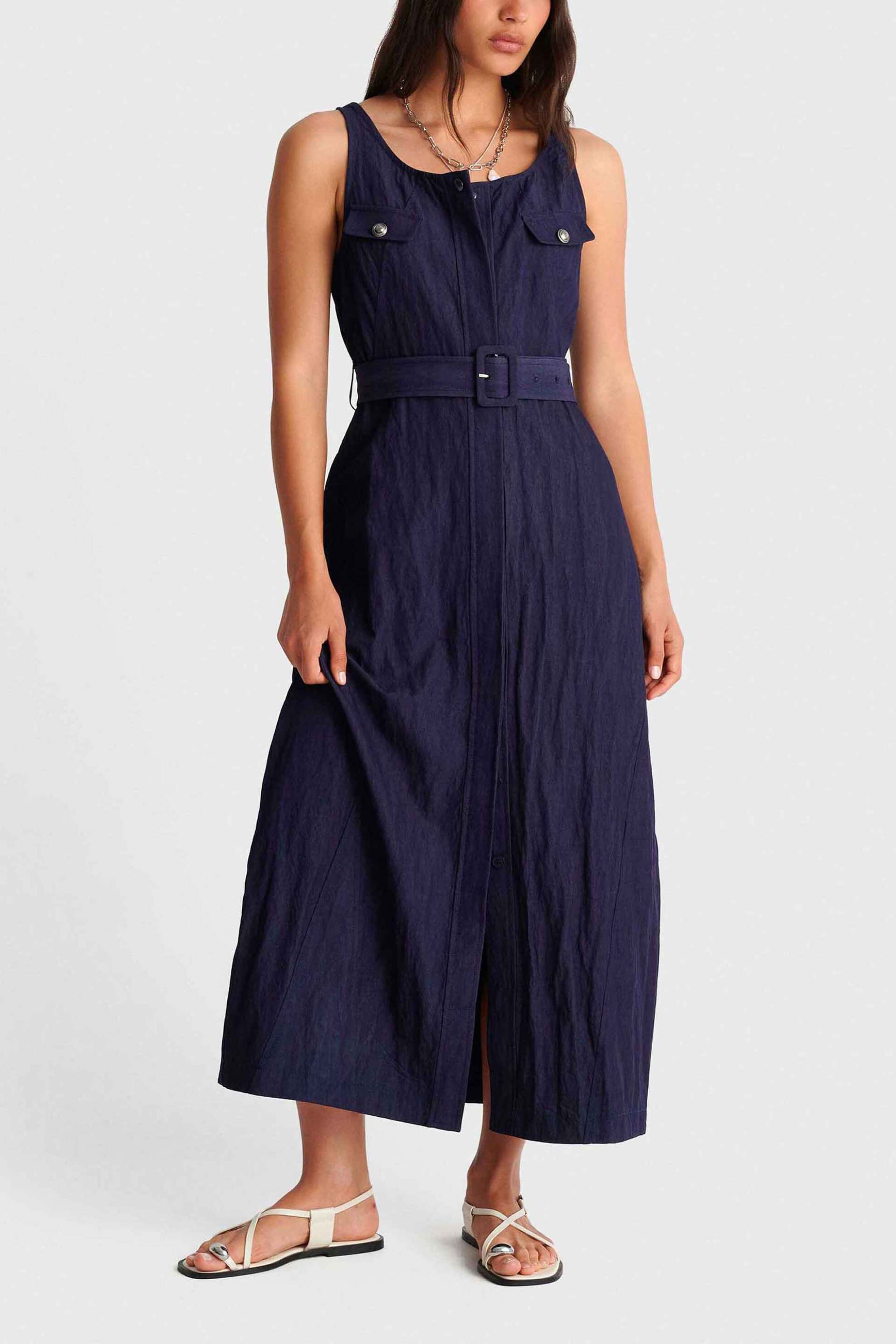 'ALE γυναικείο midi φόρεμα με τοπ - 8922917 Denim Blue Σκούρο