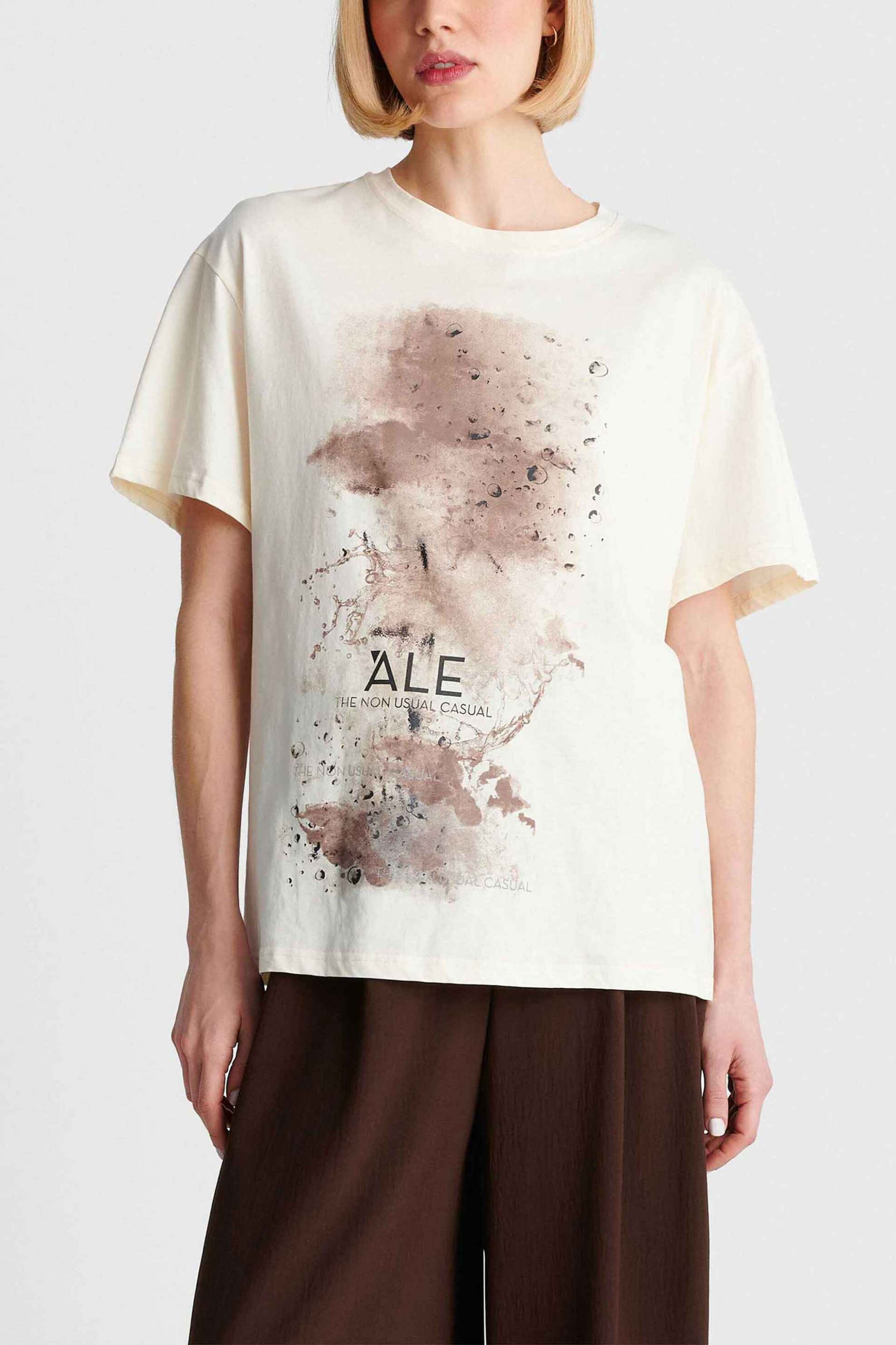 ‘ALE γυναικείο T-shirt με print – 8923136 Εκρού