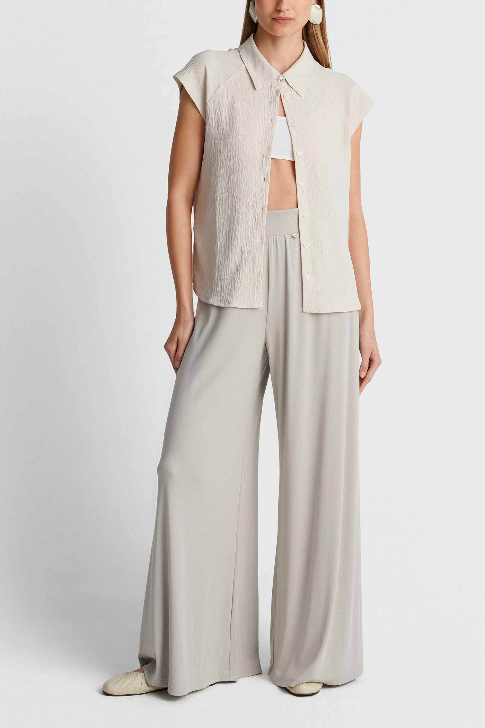 'ALE γυναικεία παντελόνα μονόχρωμη Loose Fit - 8923042 Εκρού