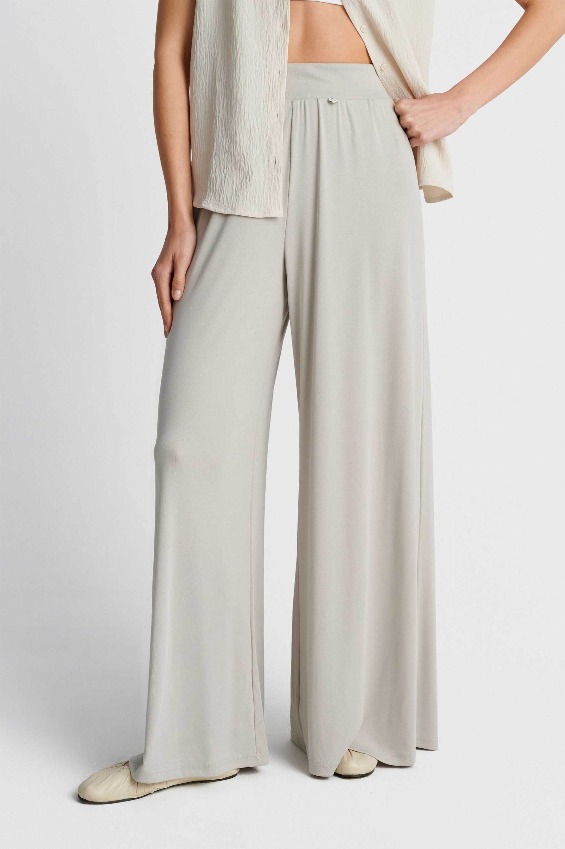 'ALE γυναικεία παντελόνα μονόχρωμη Loose Fit - 8923042 Εκρού