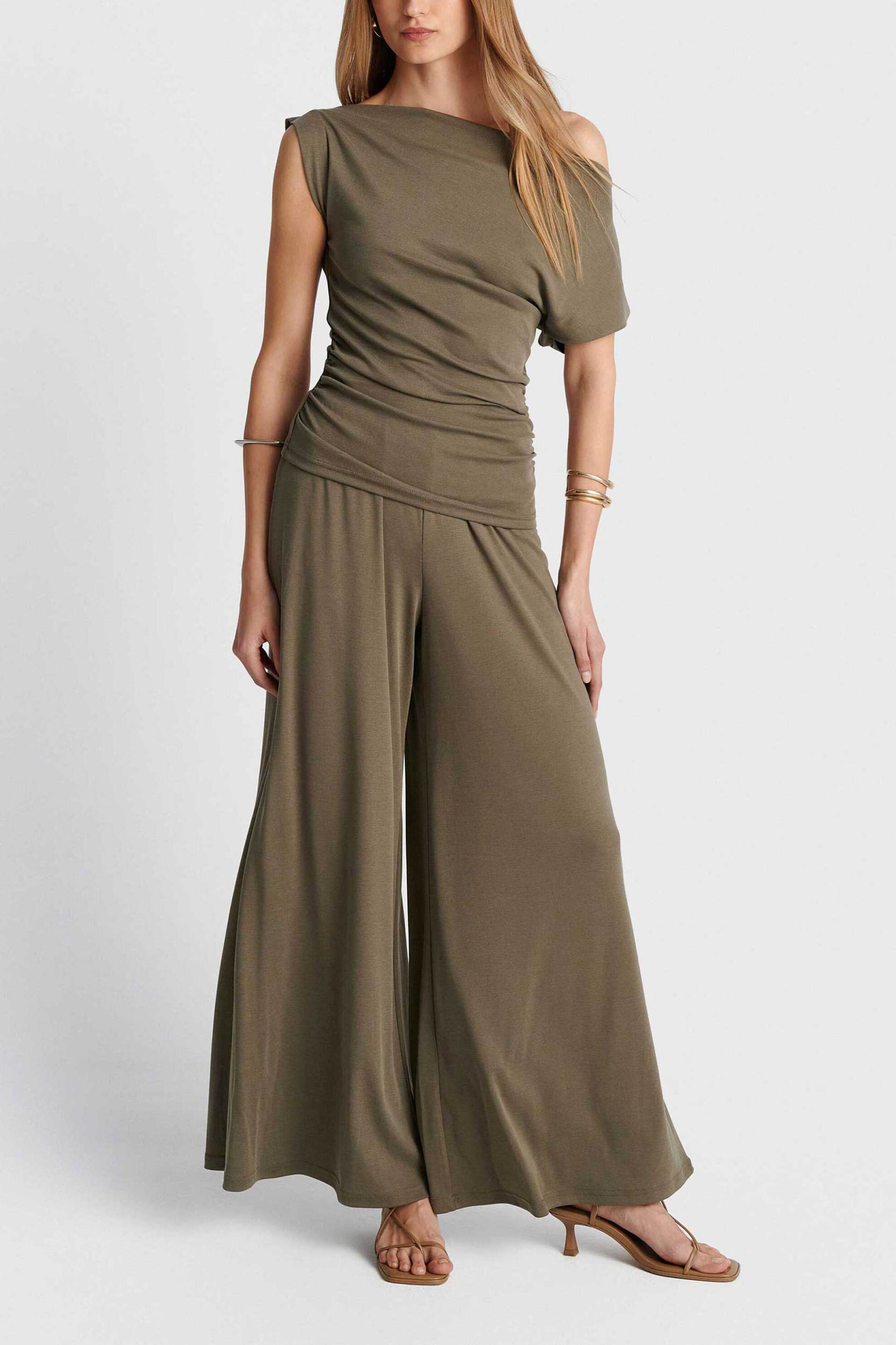 'ALE 'ALE γυναικεία μπλούζα off shoulder - 8923039 Χακί - 2
