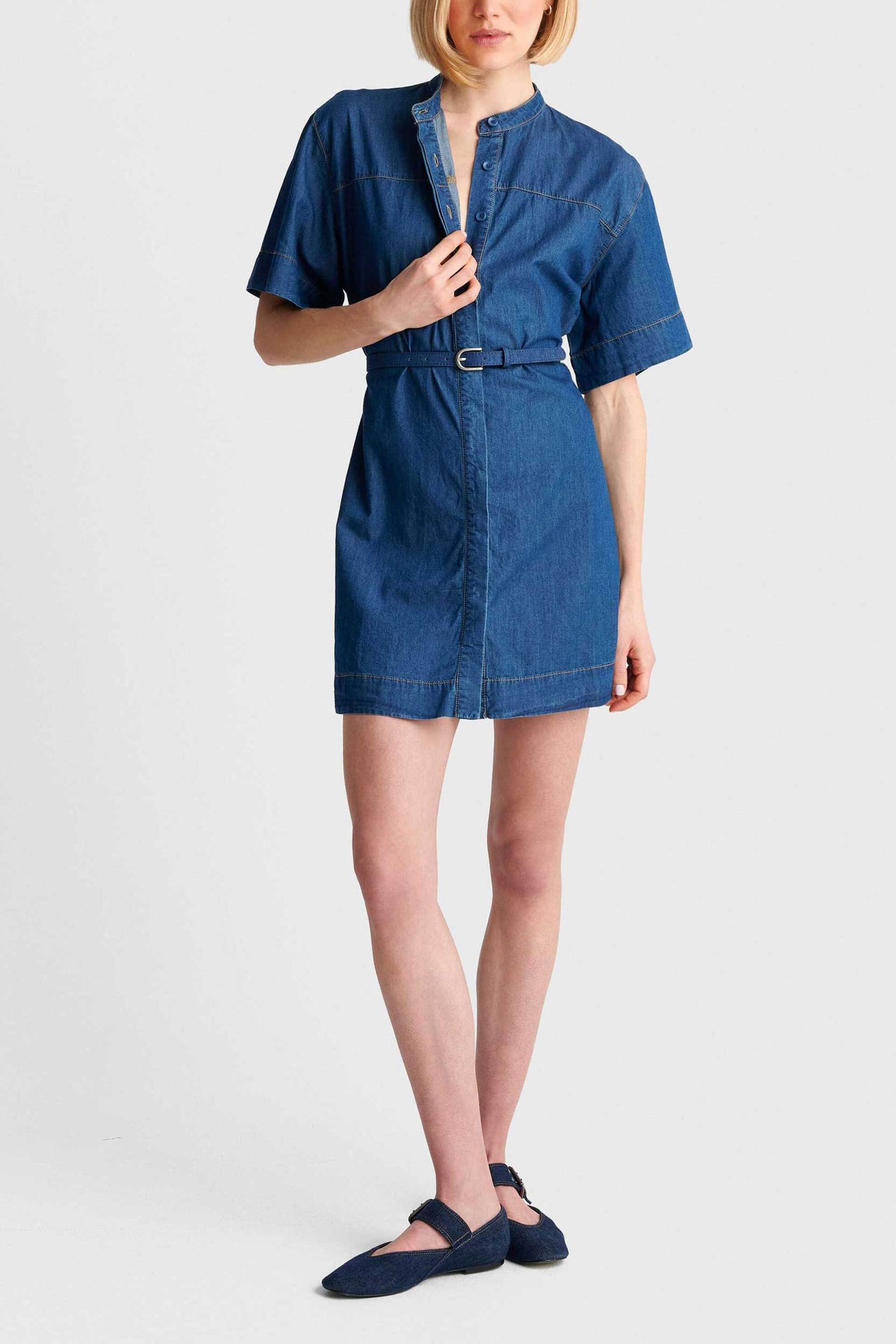 'ALE γυναικείο midi denim φόρεμα σεμιζιέ - 8923183 Denim Blue Σκούρο