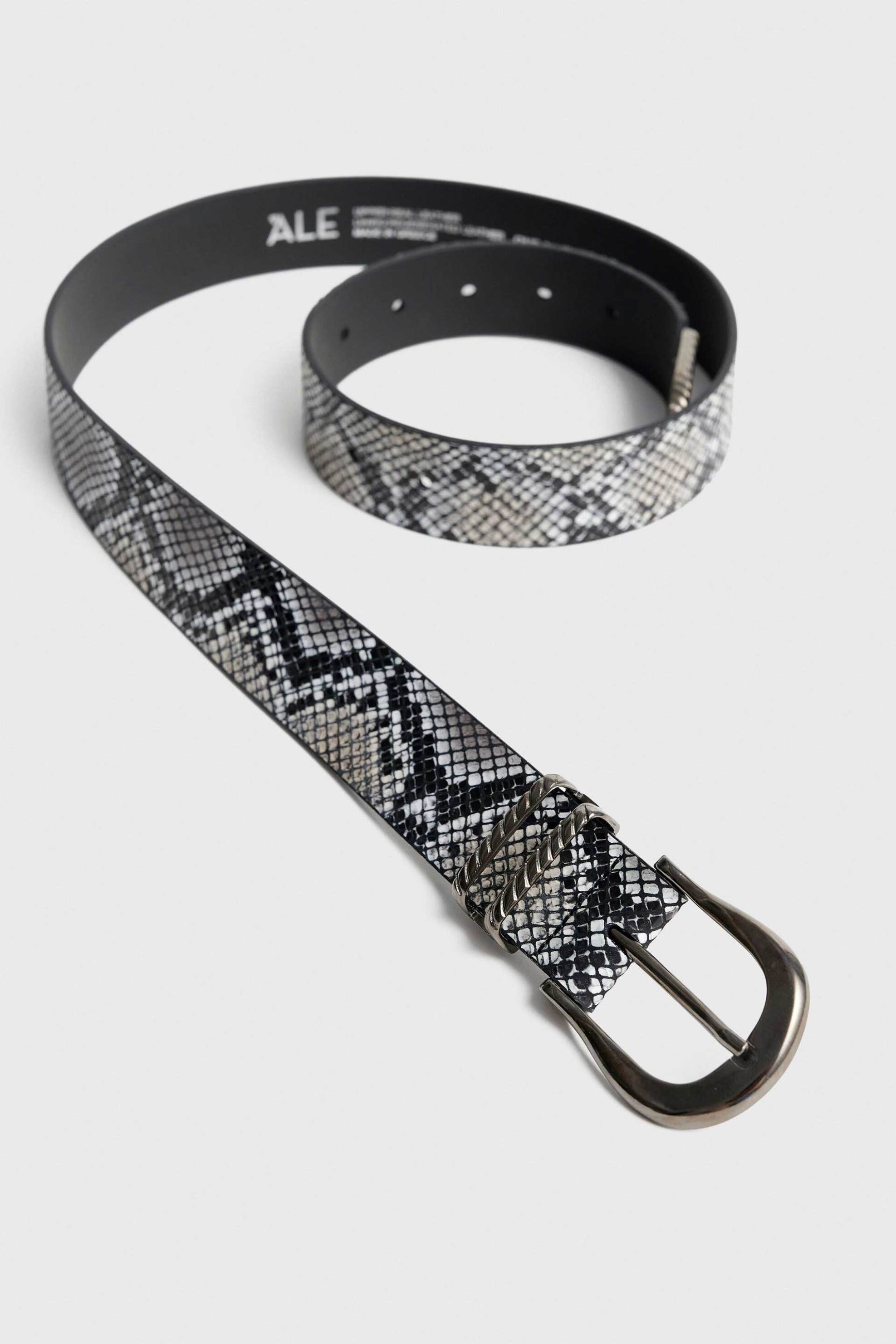 'ALE γυναικεία δερμάτινη ζώνη με animal print - 8Z23695 Ασπρόμαυρο