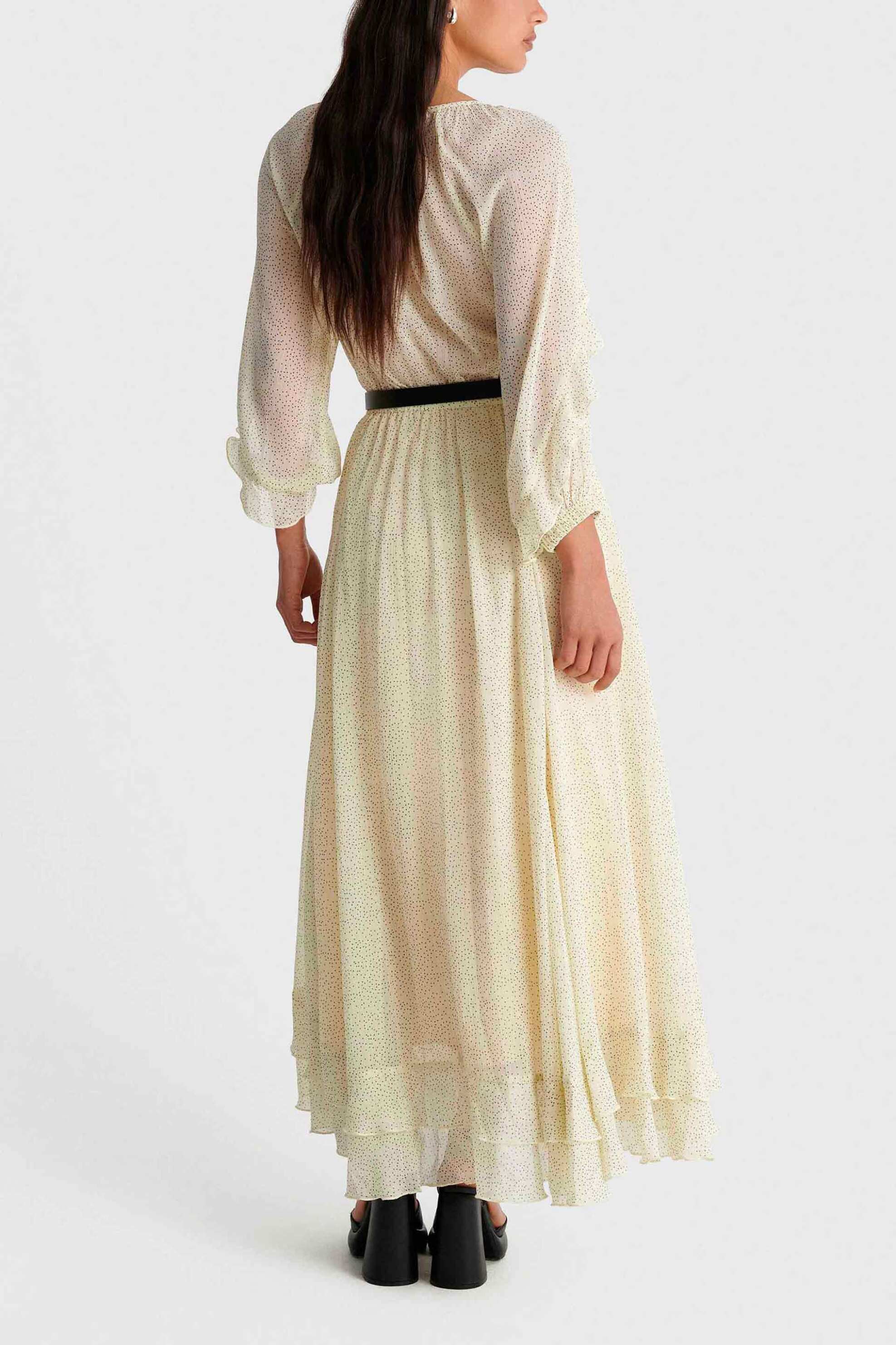 Ale Γυναικείο Midi Φόρεμα Πουά με Ζώνη - 8923047 Κίτρινο Pastel