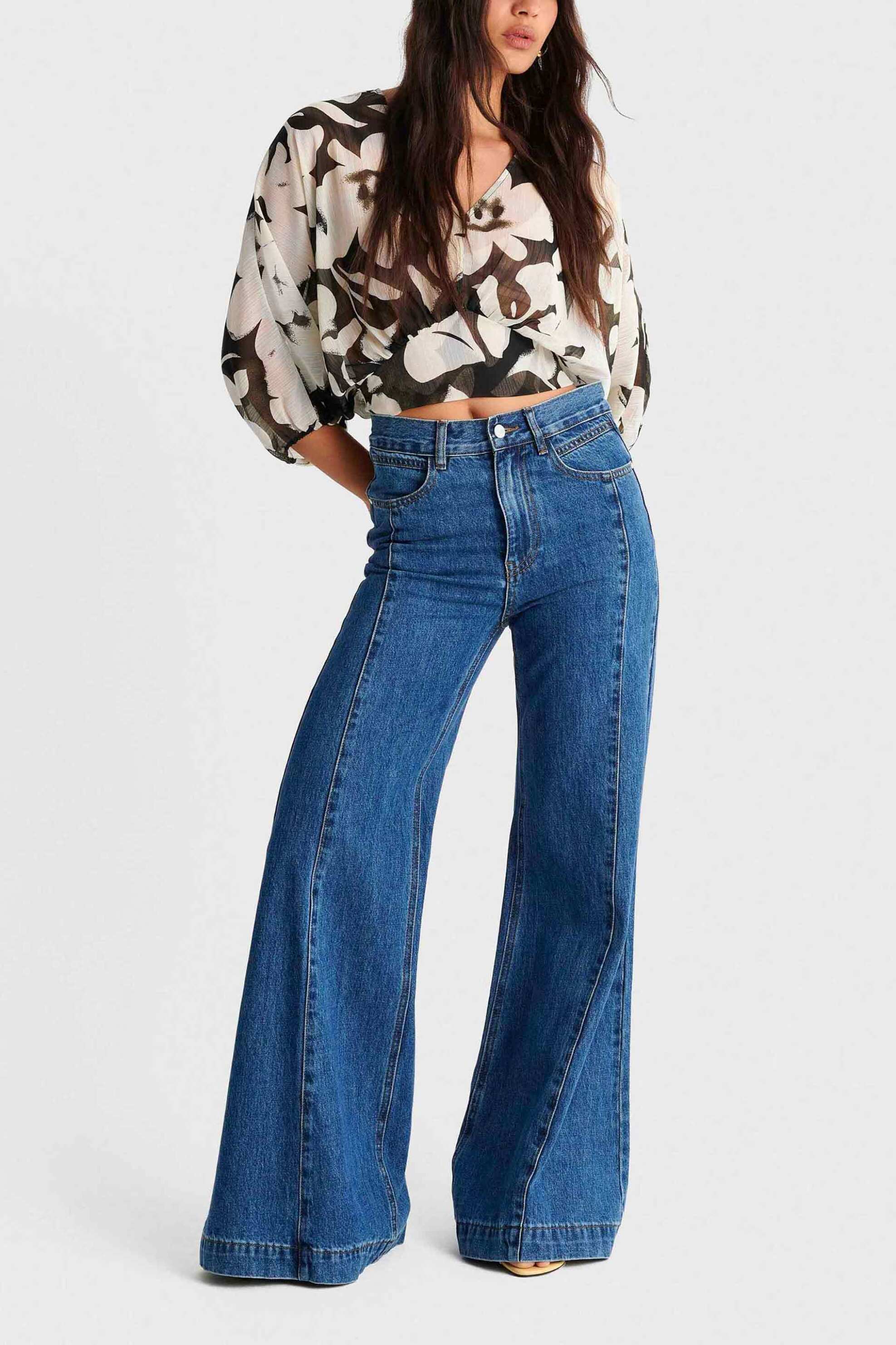 'ALE γυναικείo τοπ με floral print - 8923049 Καφέ