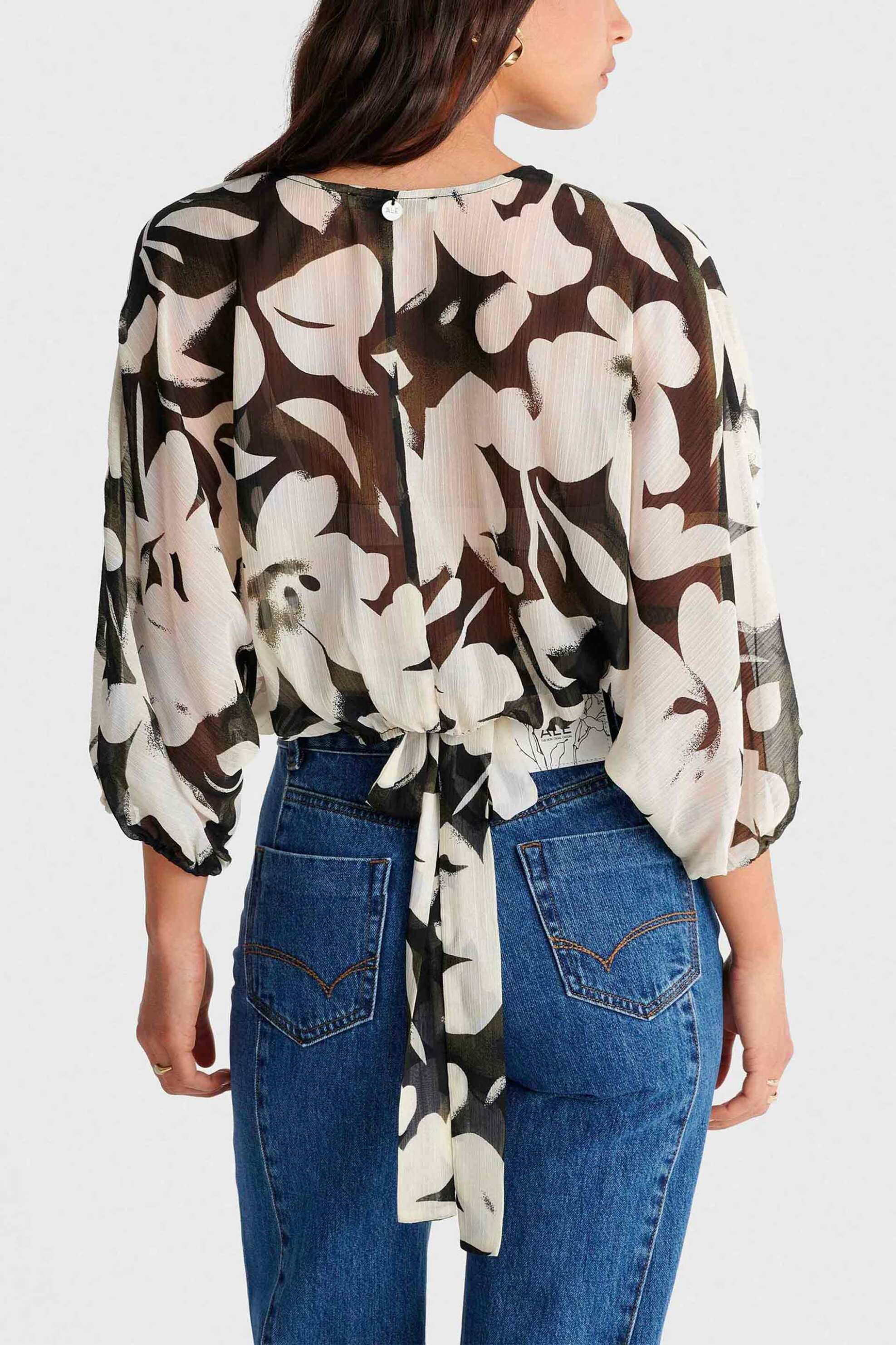 Ale Γυναικείo Τοπ με Floral Print - 8923049 Καφέ