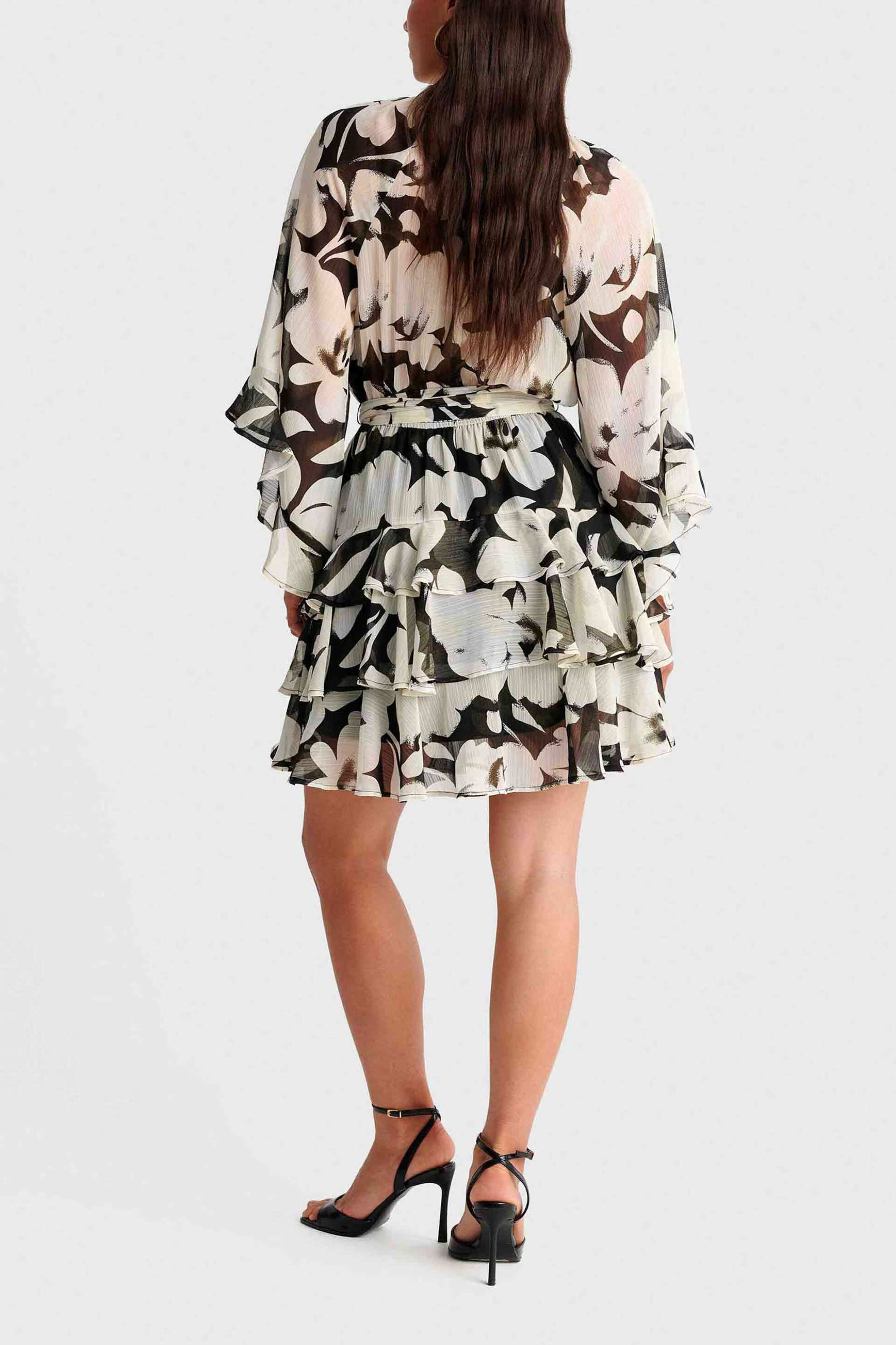 Ale Γυναικείο Mini Φόρεμα με Floral Print - 8923051 Ασπρόμαυρο