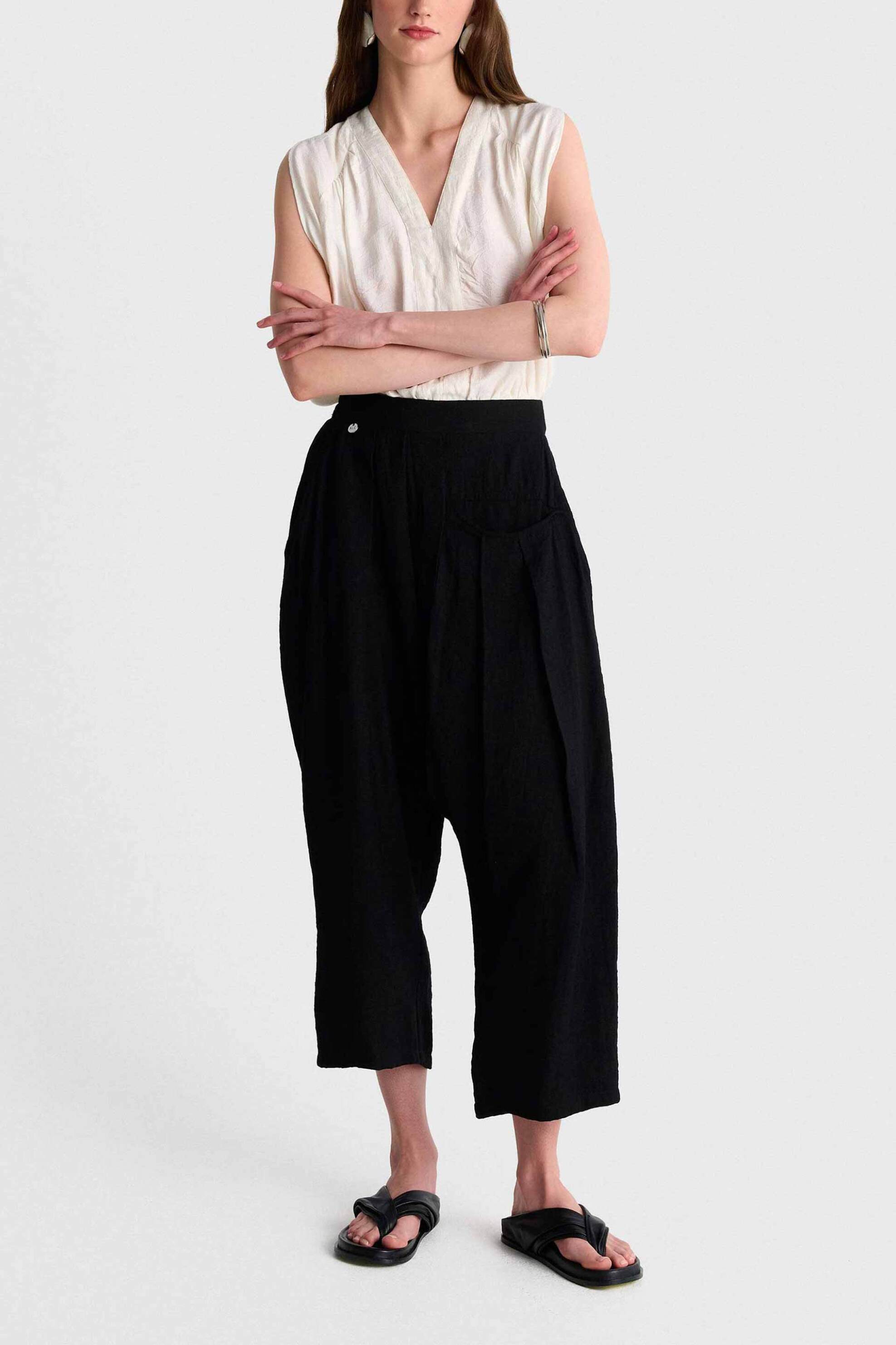 'ALE γυναικεία παντελόνα μονόχρωμη Loose Fit - 8921121 Μαύρο