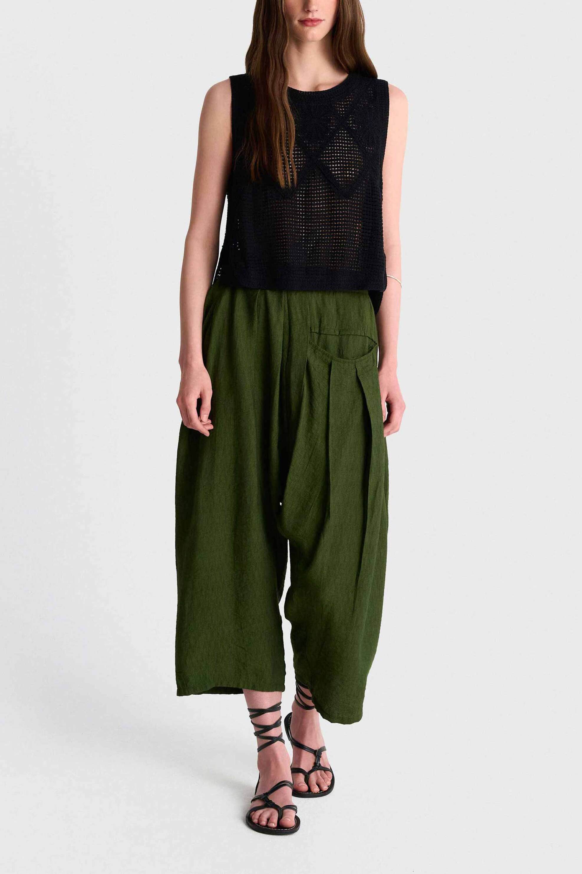 'ALE γυναικεία παντελόνα μονόχρωμη Loose Fit - 8921121 Κυπαρισσί