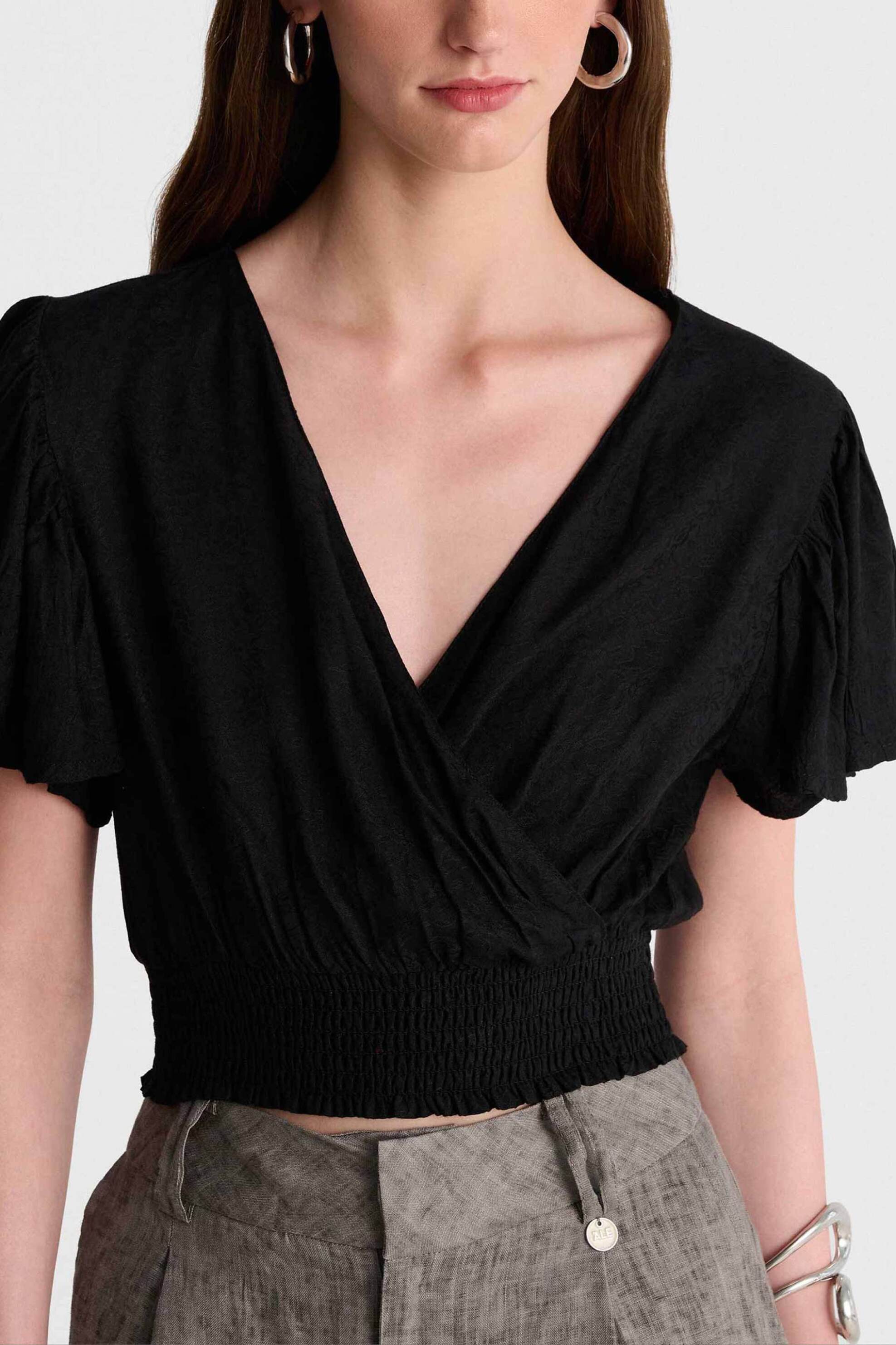 'ALE γυναικείο τοπ μονόχρωμο cropped - 8922432 Μαύρο