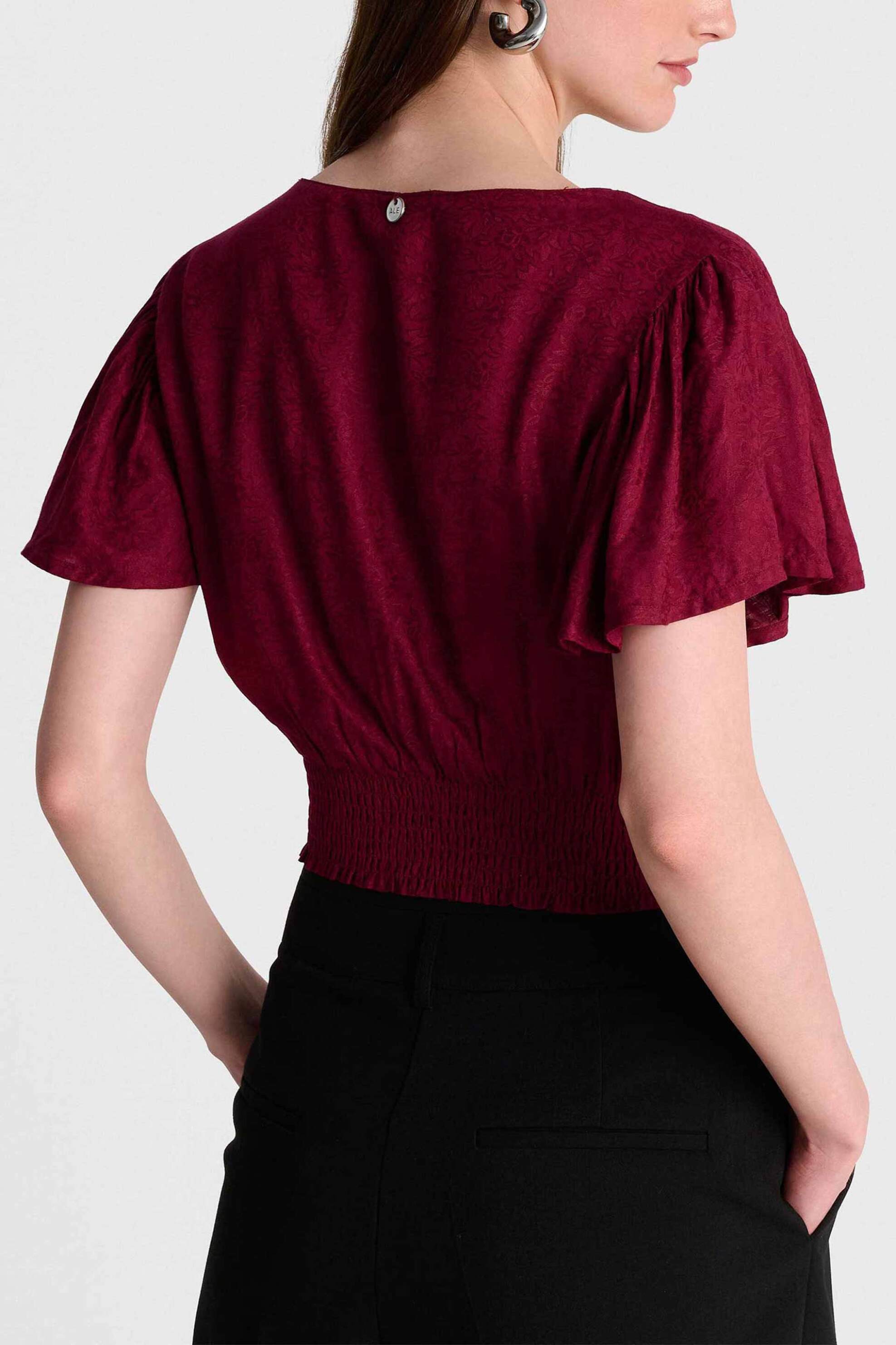 'ALE 'ALE γυναικείο τοπ μονόχρωμο cropped - 8922432 Μπορντό - 3
