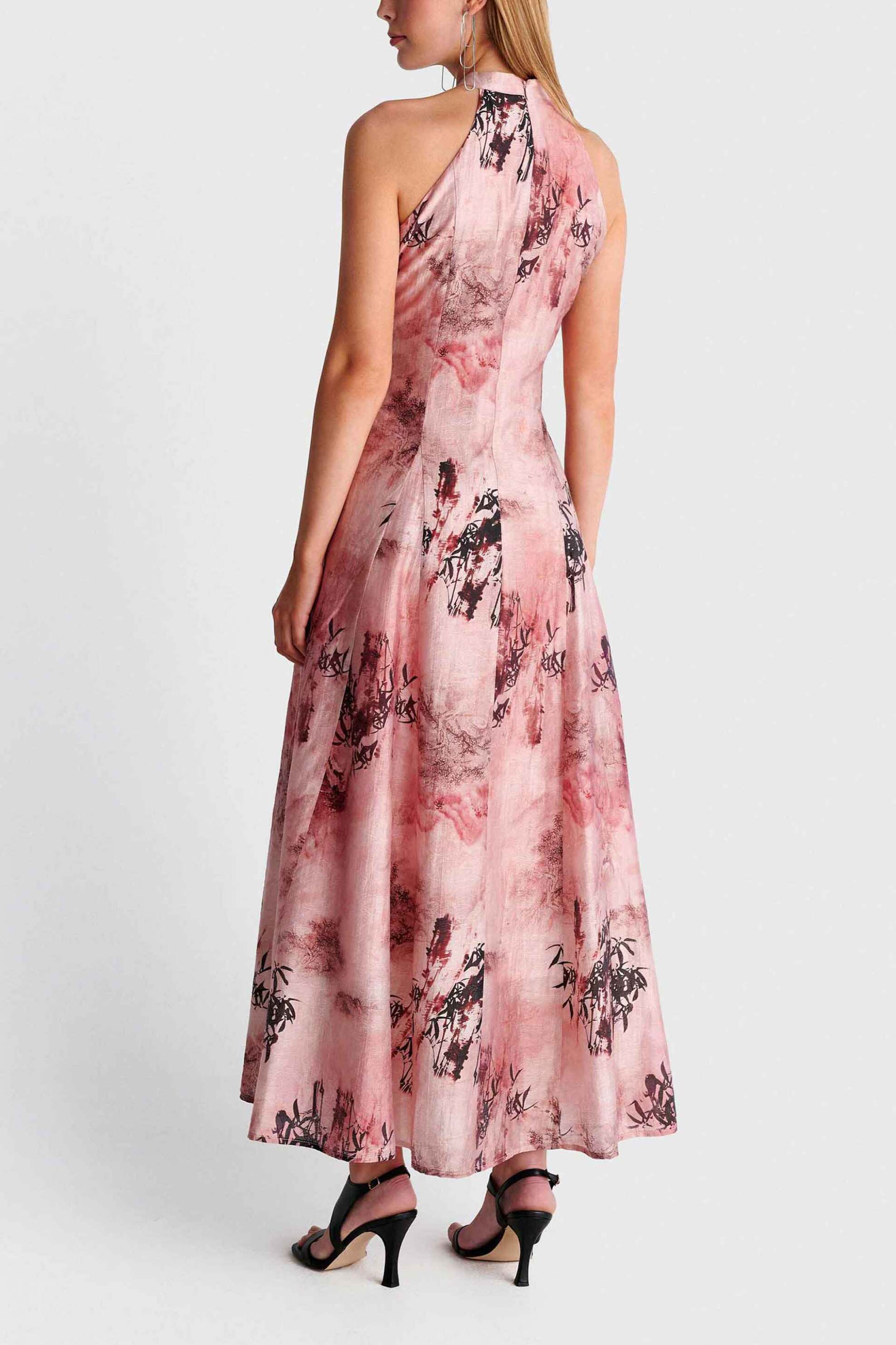 'ALE 'ALE γυναικείο midi αμάνικο φόρεμα με floral print - 8923195 Ροζ - 3