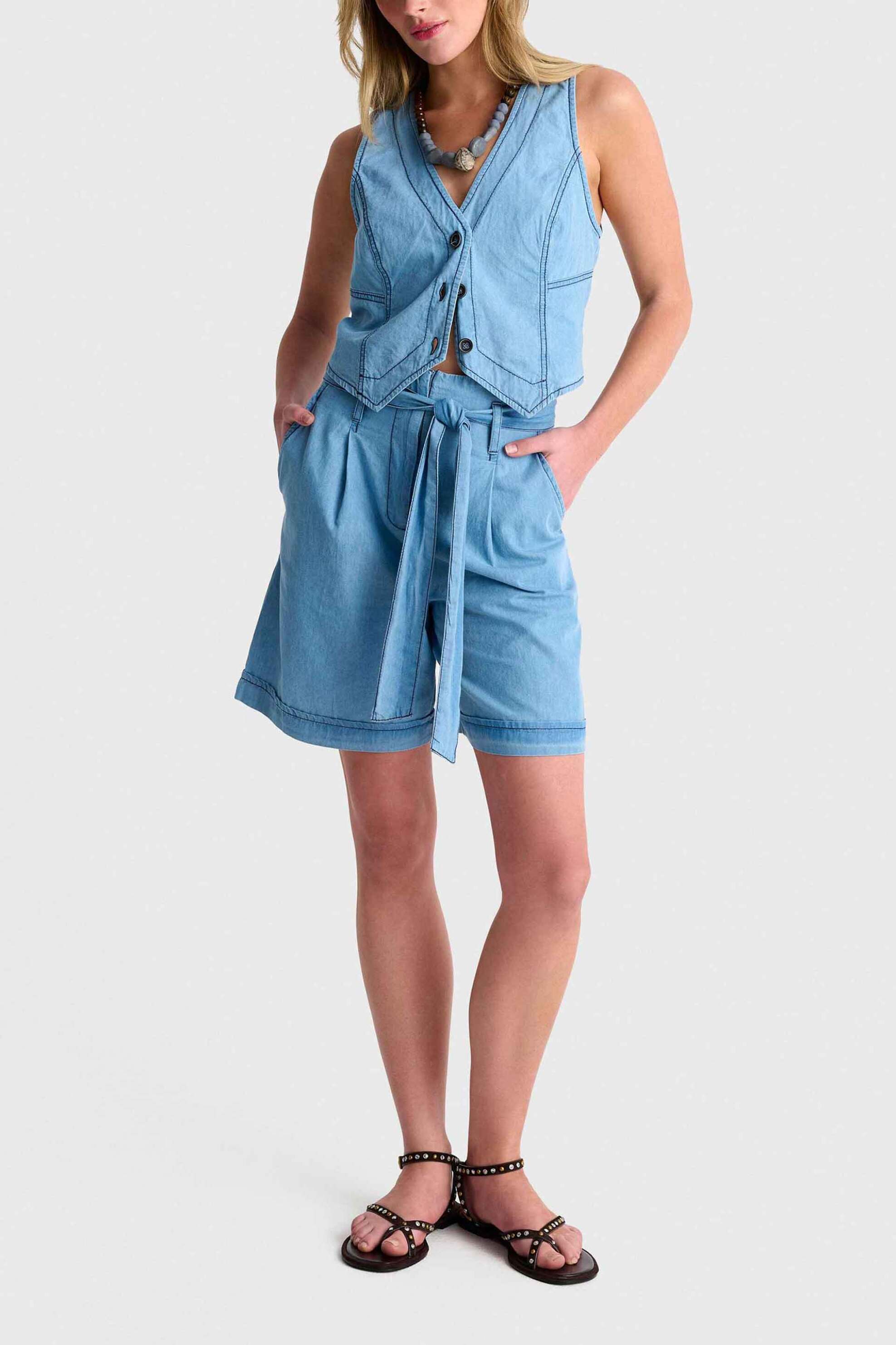 'ALE γυναικείο denim γιλέκο με ραφές - 81253458 Denim Blue