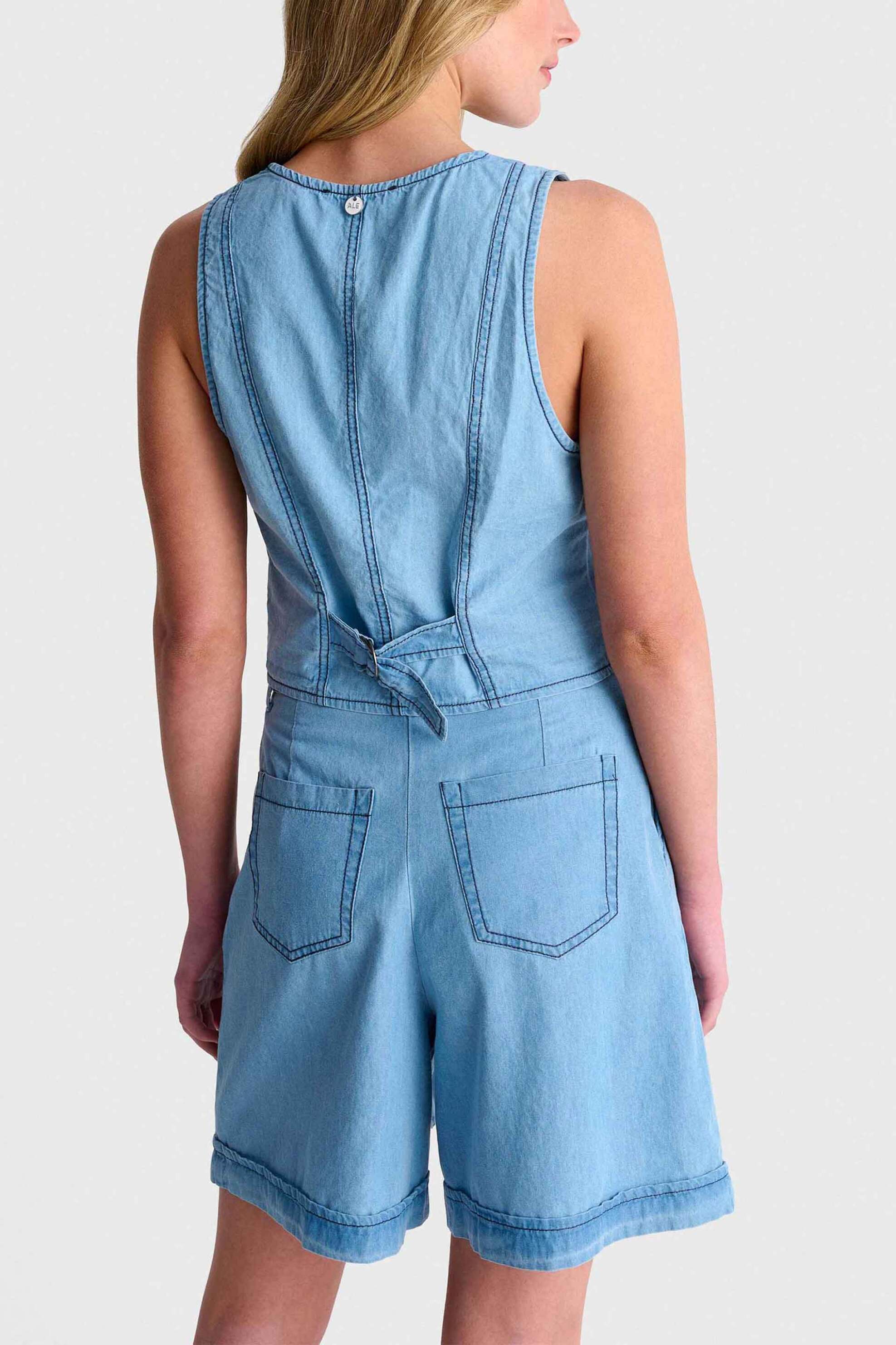 Ale Γυναικείο Denim Γιλέκο με Ραφές - 81253458 Blue