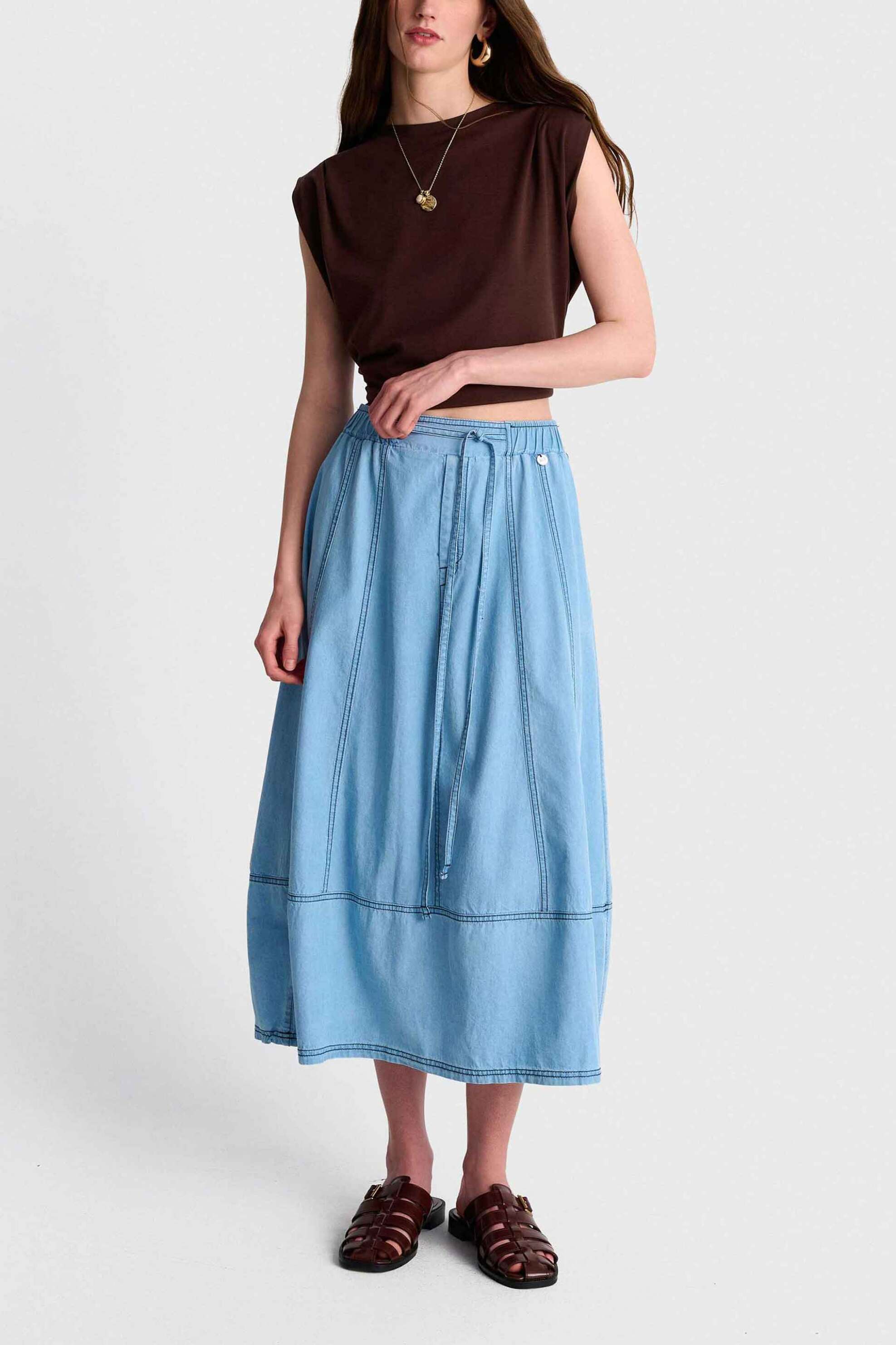 'ALE γυναικεία midi denim φούστα - 81253521 Denim Blue