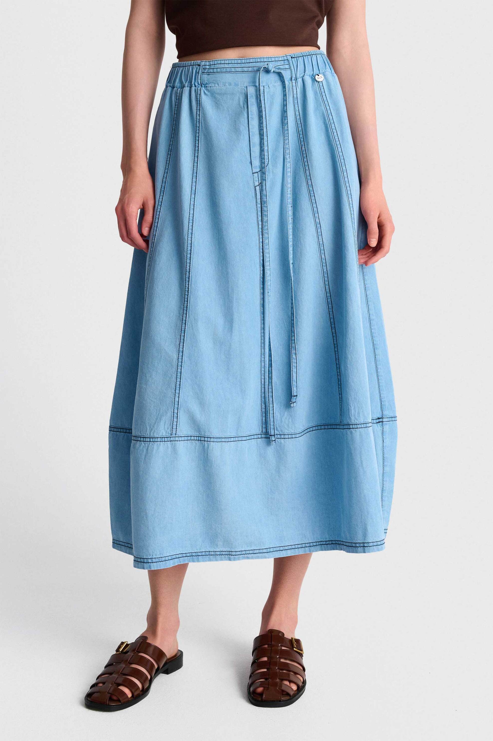 'ALE 'ALE γυναικεία midi denim φούστα - 81253521 Denim Blue - 2