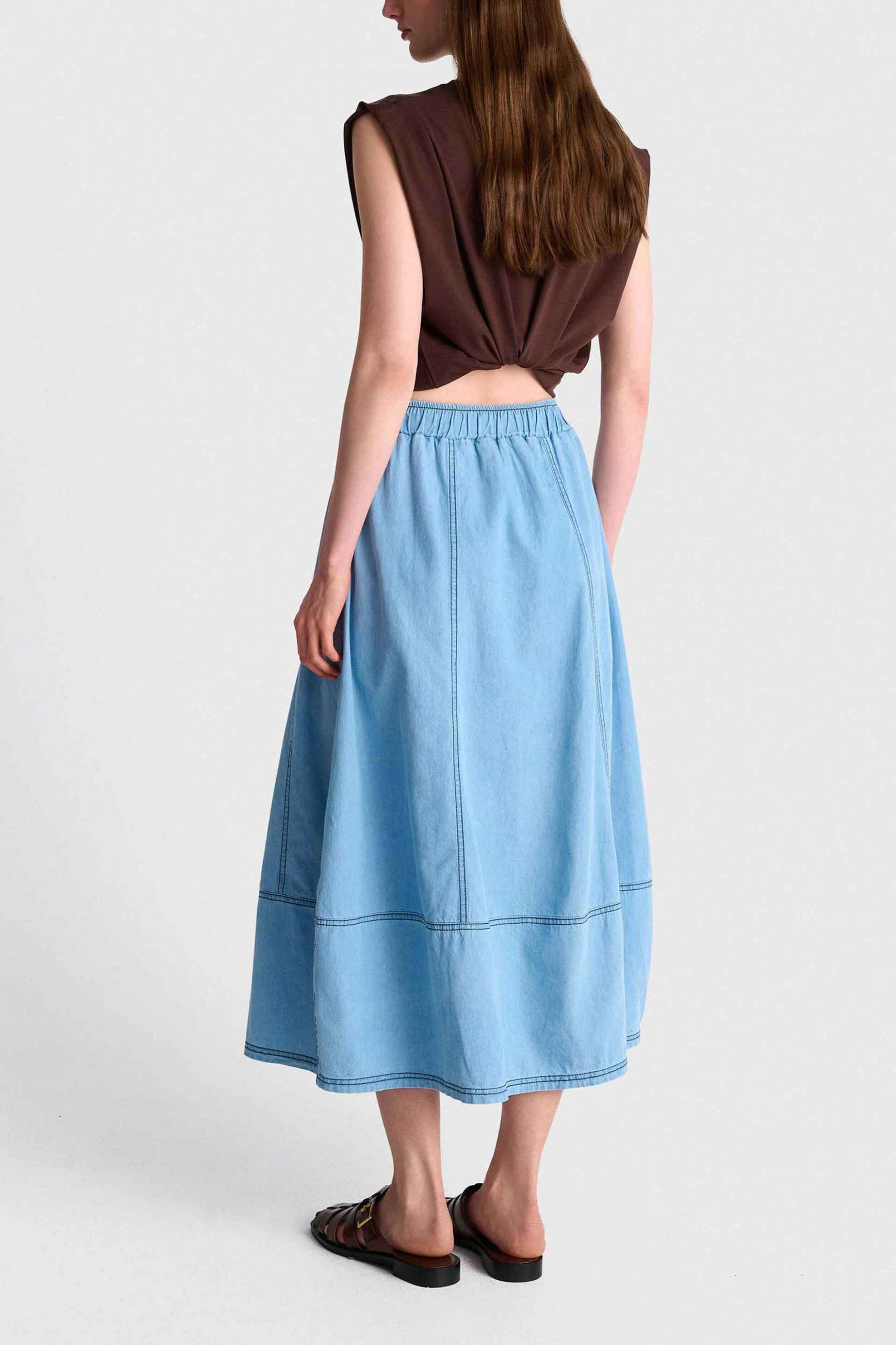 'ALE 'ALE γυναικεία midi denim φούστα - 81253521 Denim Blue - 3