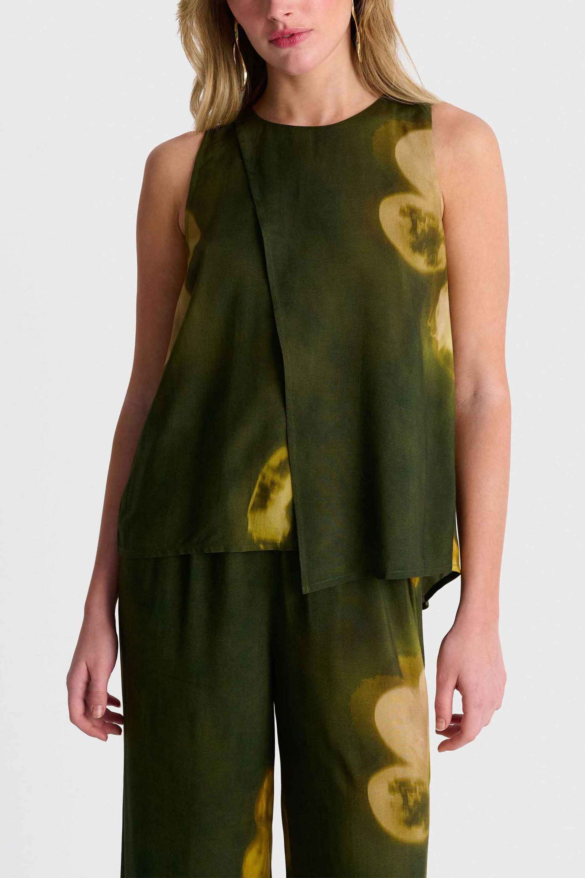 'ALE γυναικείο αμάνικο τοπ ασύμμετρο με floral print - 8923518 Κυπαρισσί