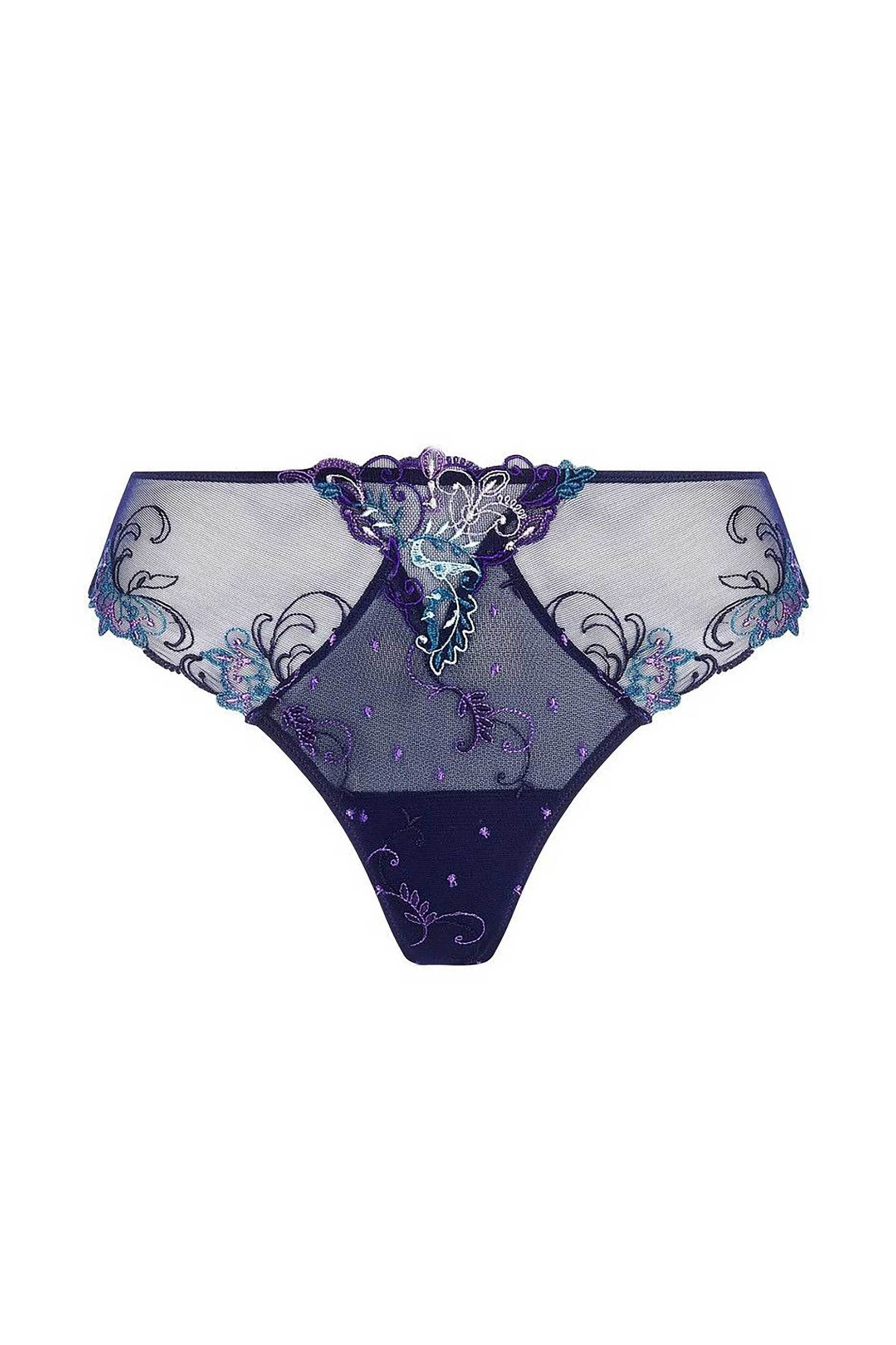 Lise Charmel γυναικείο σλιπ tanga με διαφάνεια και κέντημα "Déesse Désirs" - ACH0077 Μπλε φωτογραφία