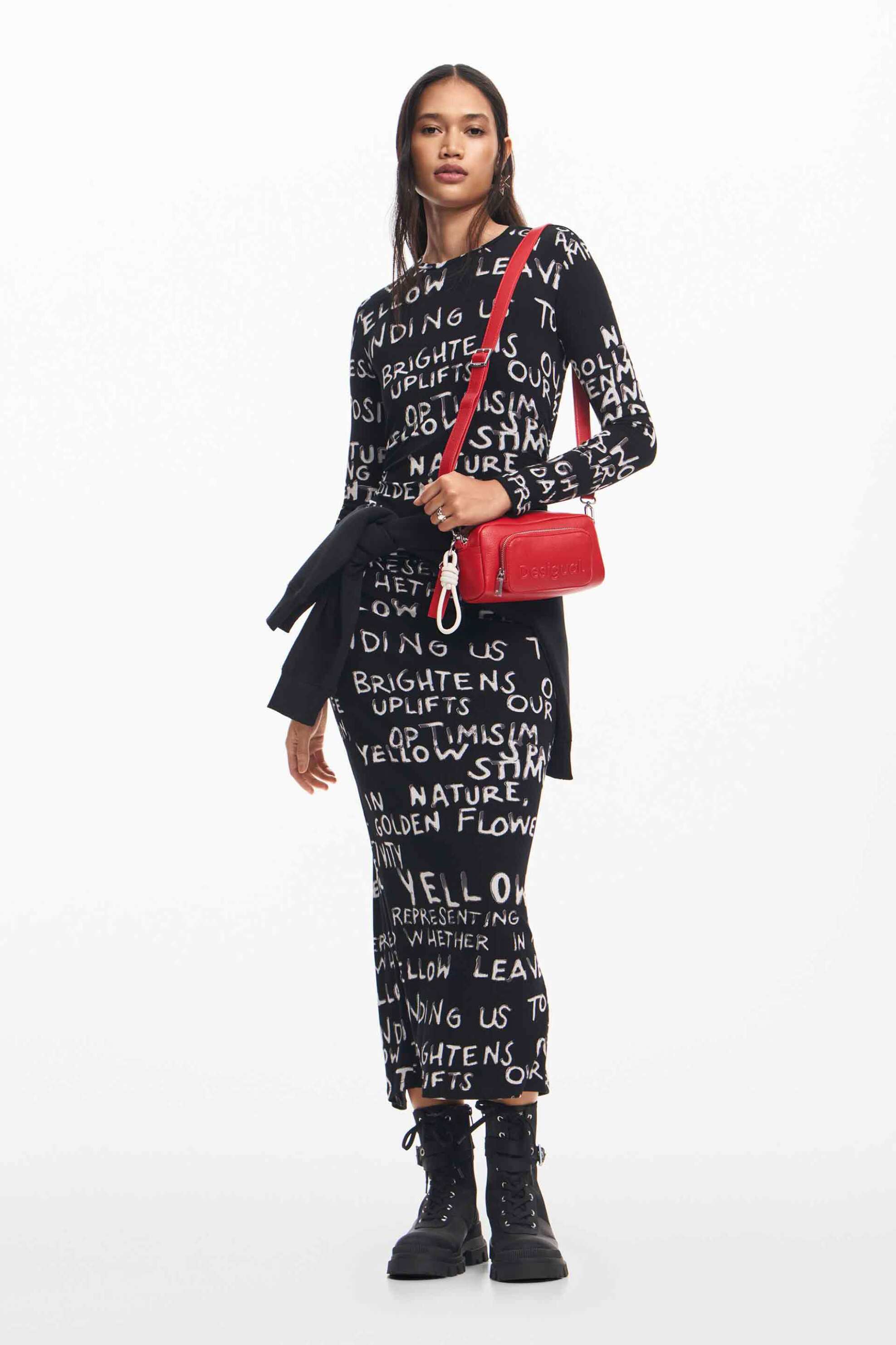 Desigual γυναικείο midi φόρεμα με contrast letter print "Hesian" | L