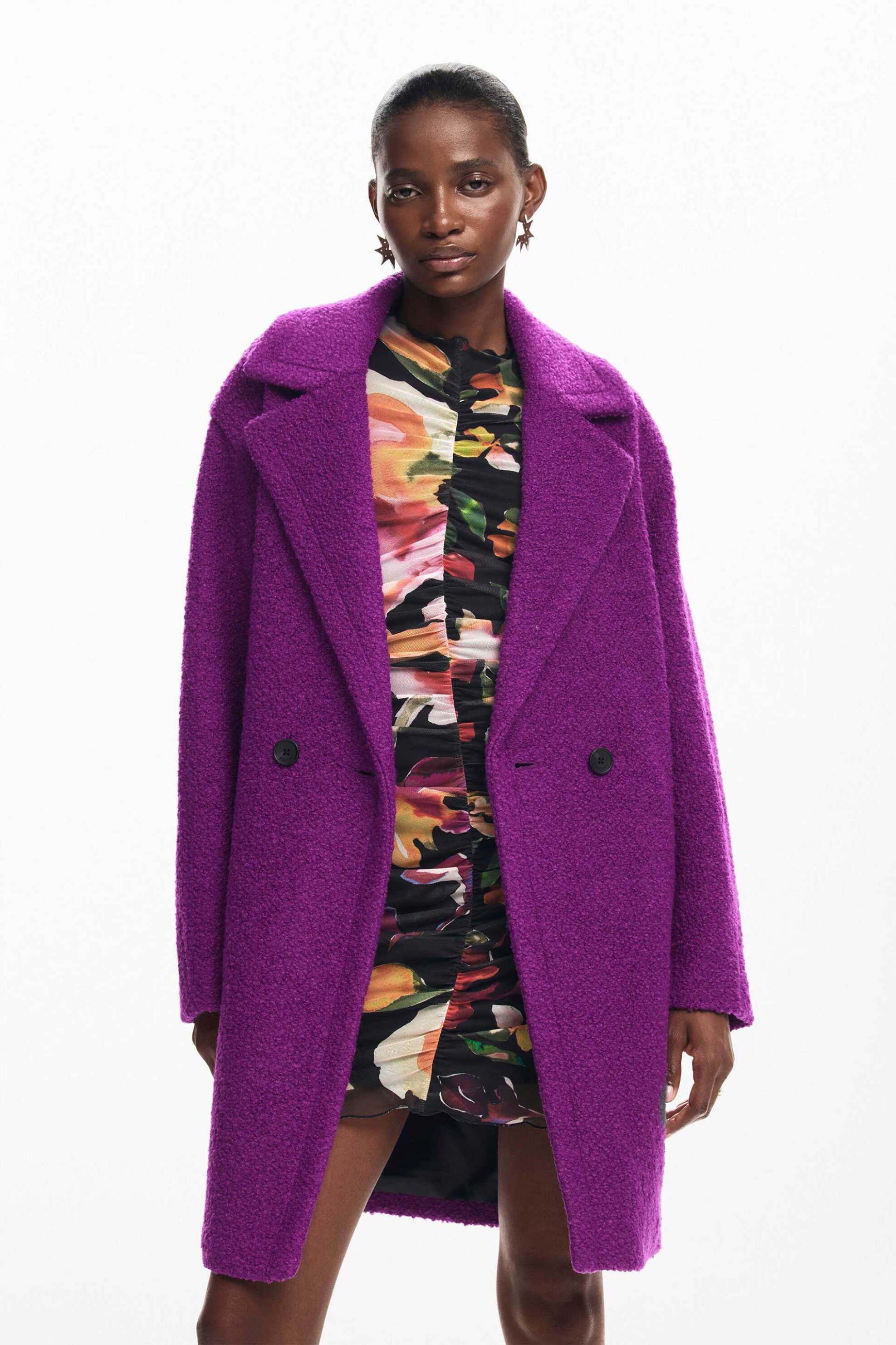 Desigual γυναικείο παλτό μονόχρωμο με τσέπες Loose Fit