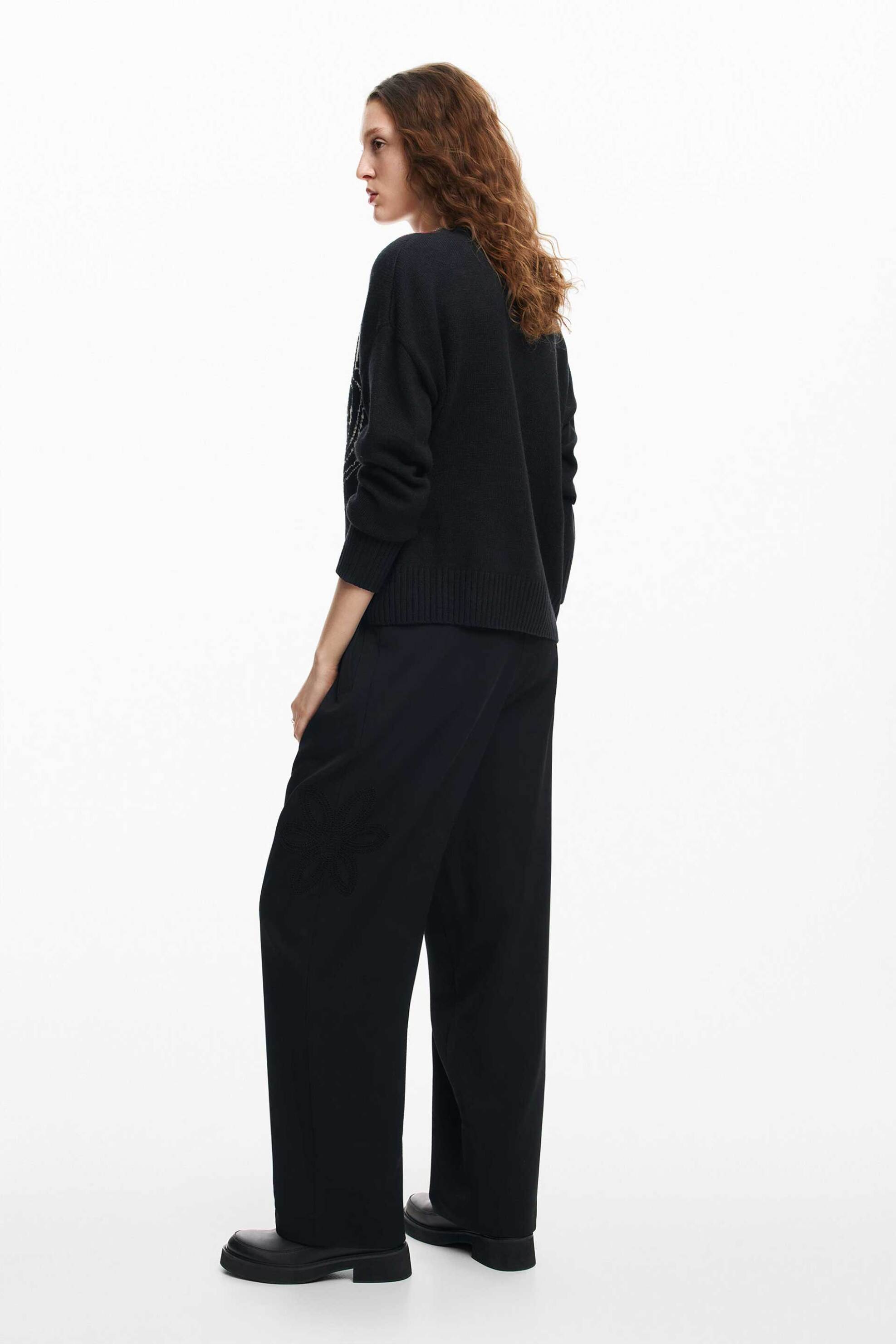 Desigual γυναικείο πουλόβερ με print Loose Fit - 24WWJF54 Μαύρο φωτογραφία