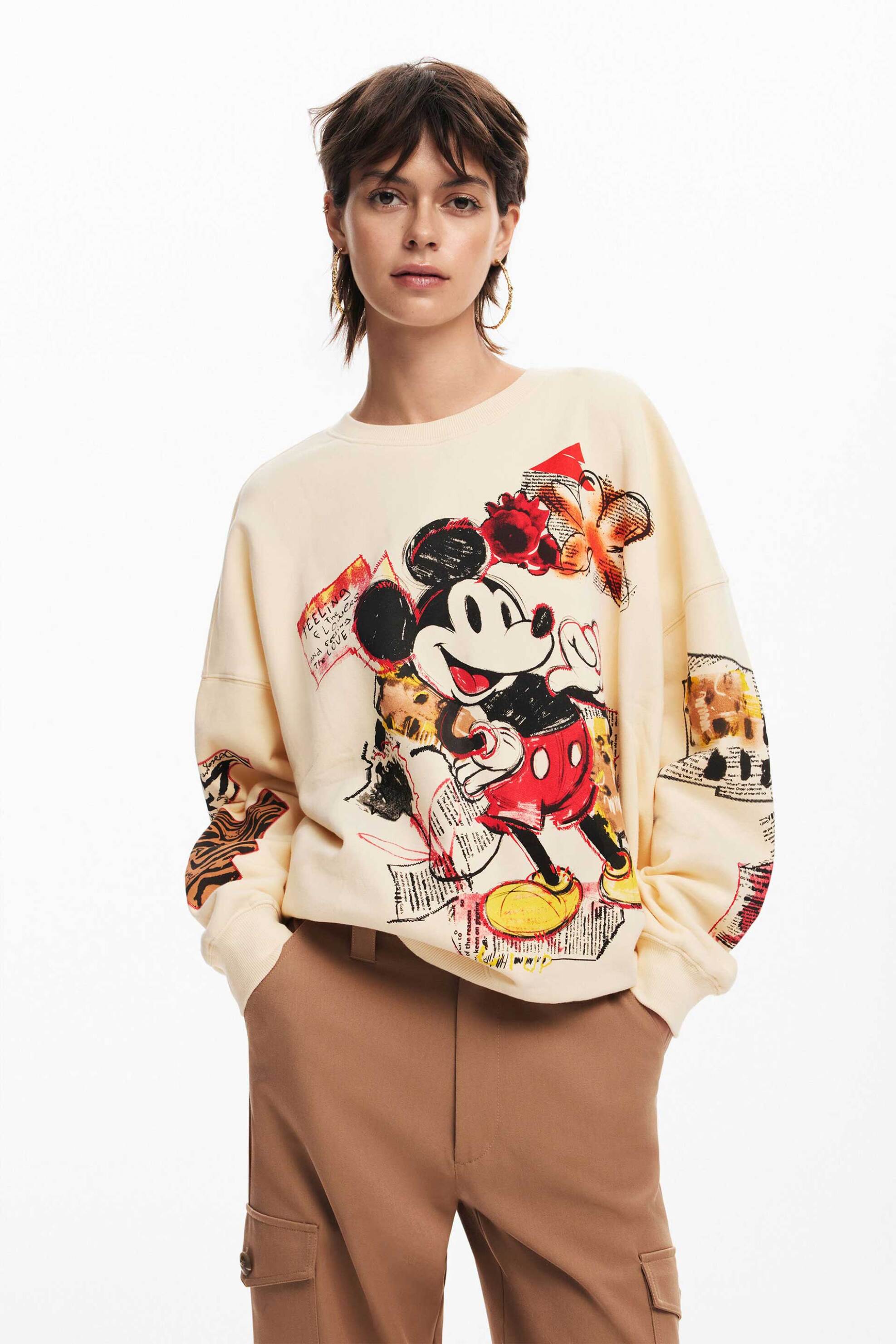 DESIGUAL Desigual γυναικεία μπλούζα φούτερ με all-over print Loose fit - 24WWSK35 Εκρού