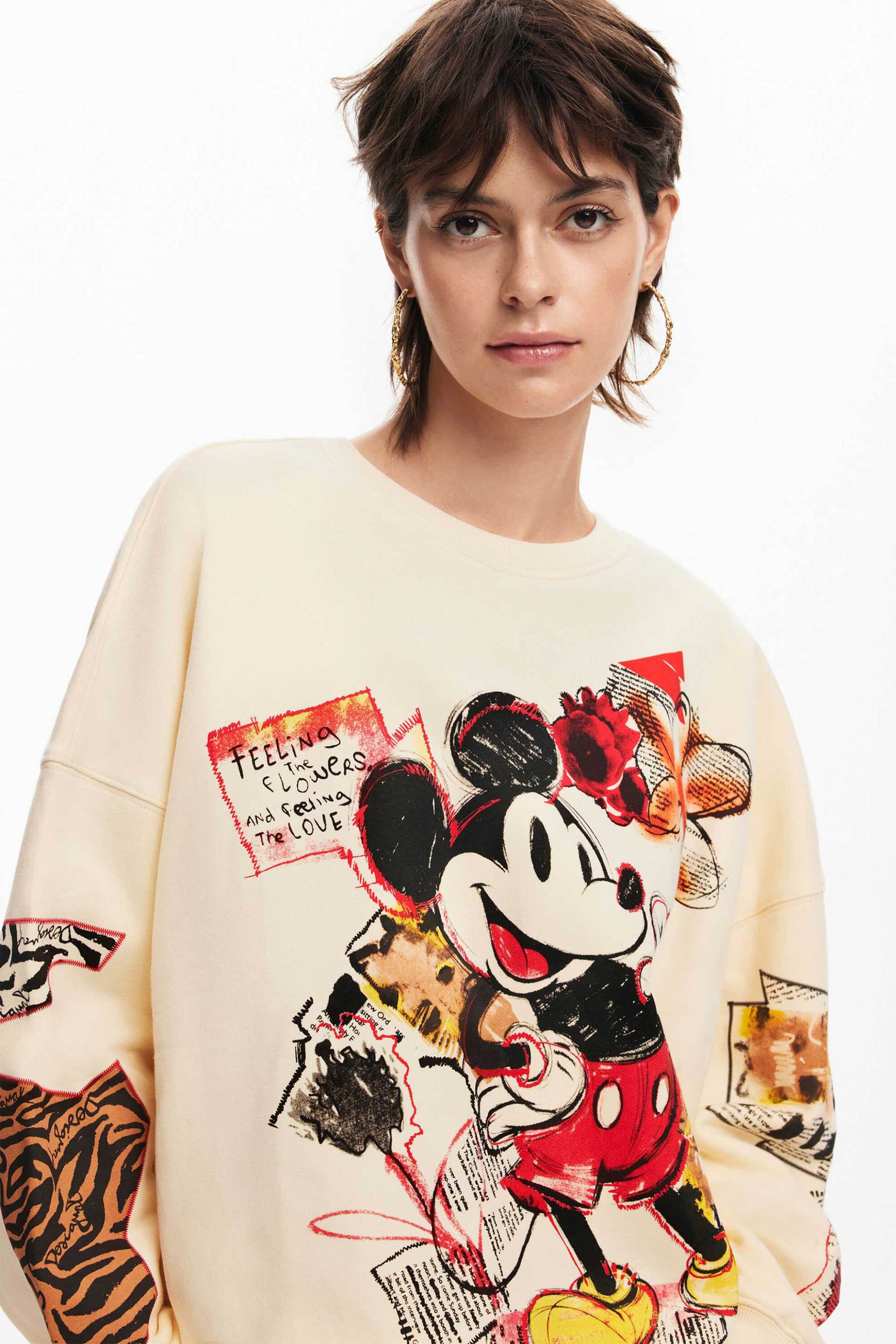 Desigual γυναικεία μπλούζα φούτερ με all-over print Loose fit - 24WWSK35 Εκρού φωτογραφία