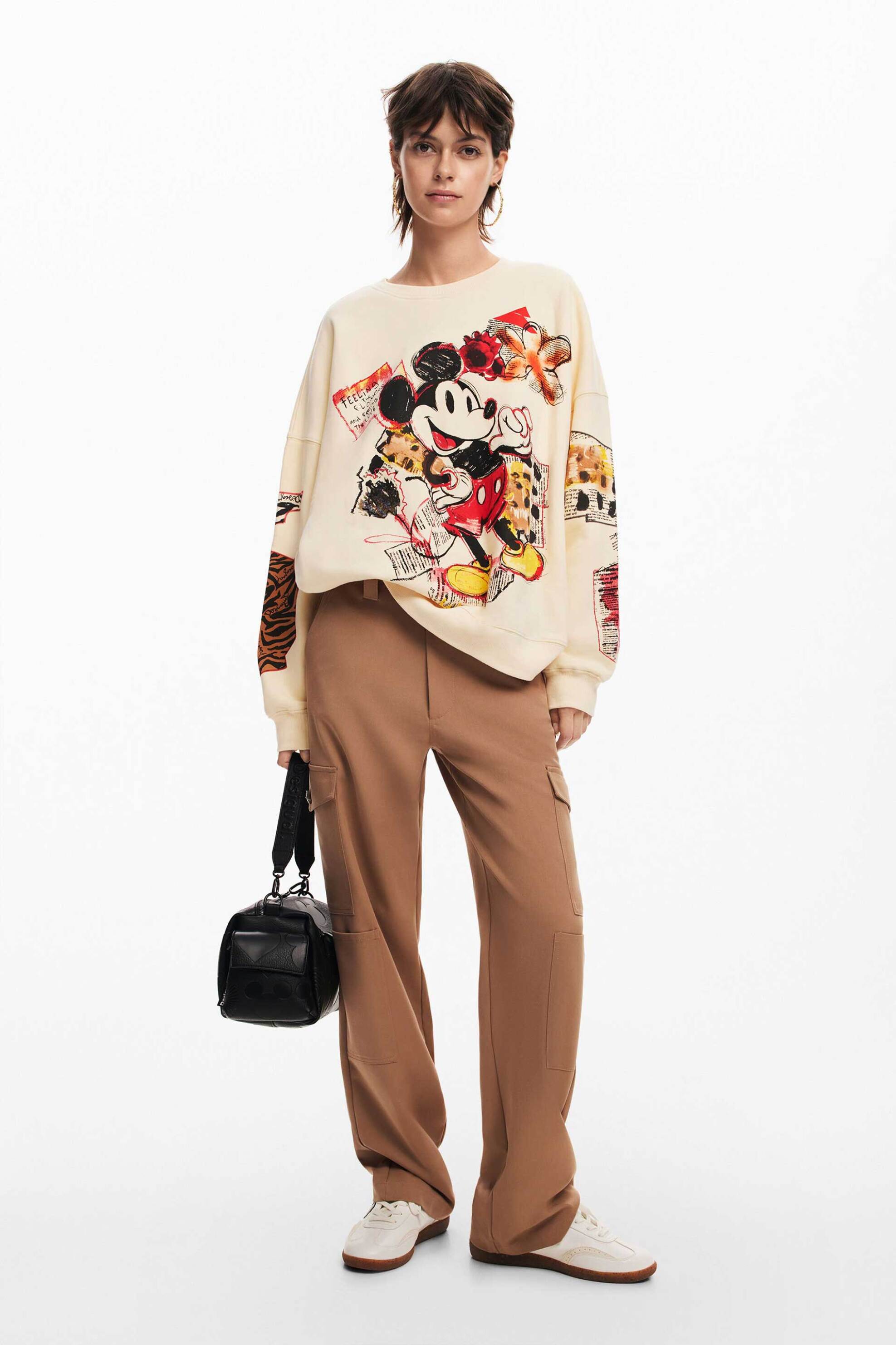 Desigual γυναικεία μπλούζα φούτερ με all-over print Loose fit - 24WWSK35 Εκρού φωτογραφία