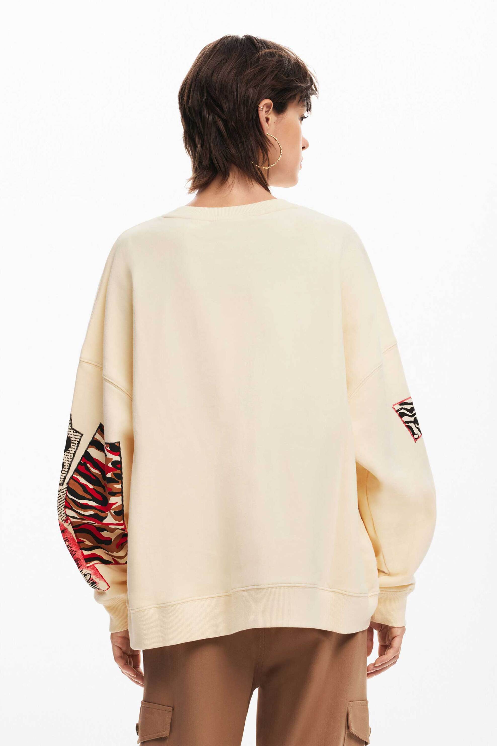 Desigual γυναικεία μπλούζα φούτερ με all-over print Loose fit - 24WWSK35 Εκρού φωτογραφία