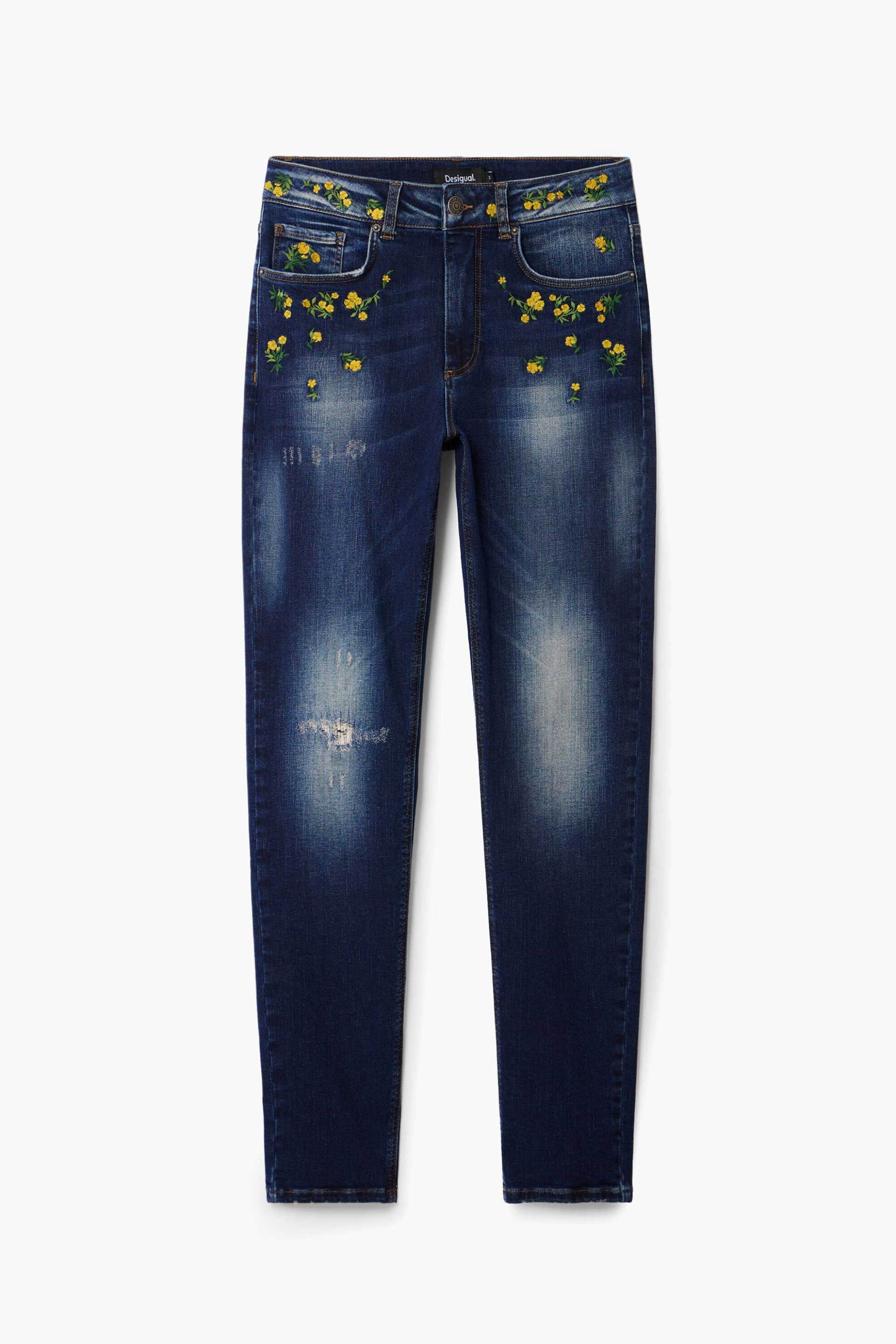 Desigual γυναικείο τζιν παντελόνι πεντάτσεπο με κεντημένο σχέδιο Skinny Fit - 24WWDD24 Denim Blue Σκούρο φωτογραφία
