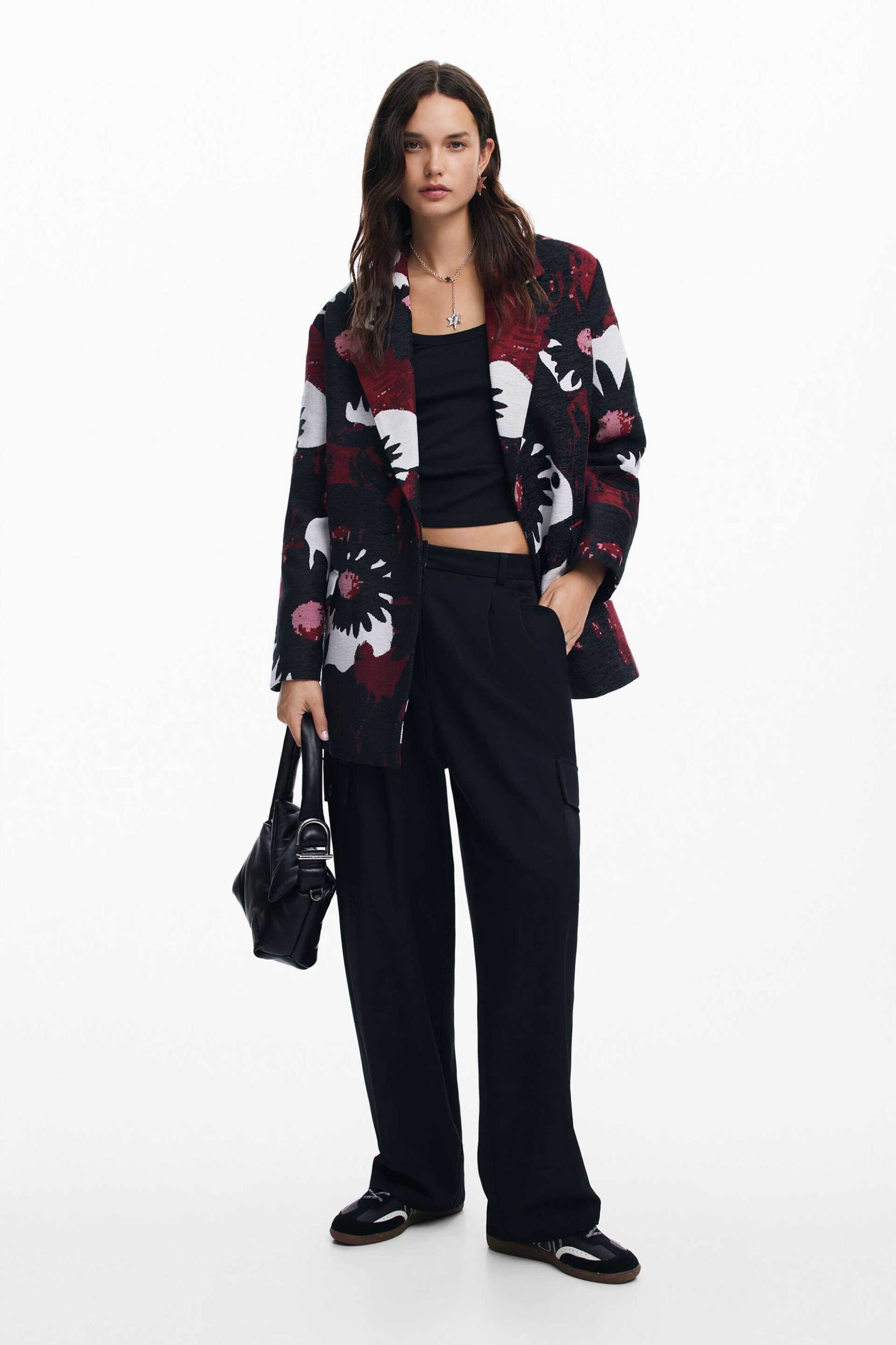 Desigual γυναικείο παλτό με all-over print Loose Fit - 24WWEW64 Μαύρο φωτογραφία