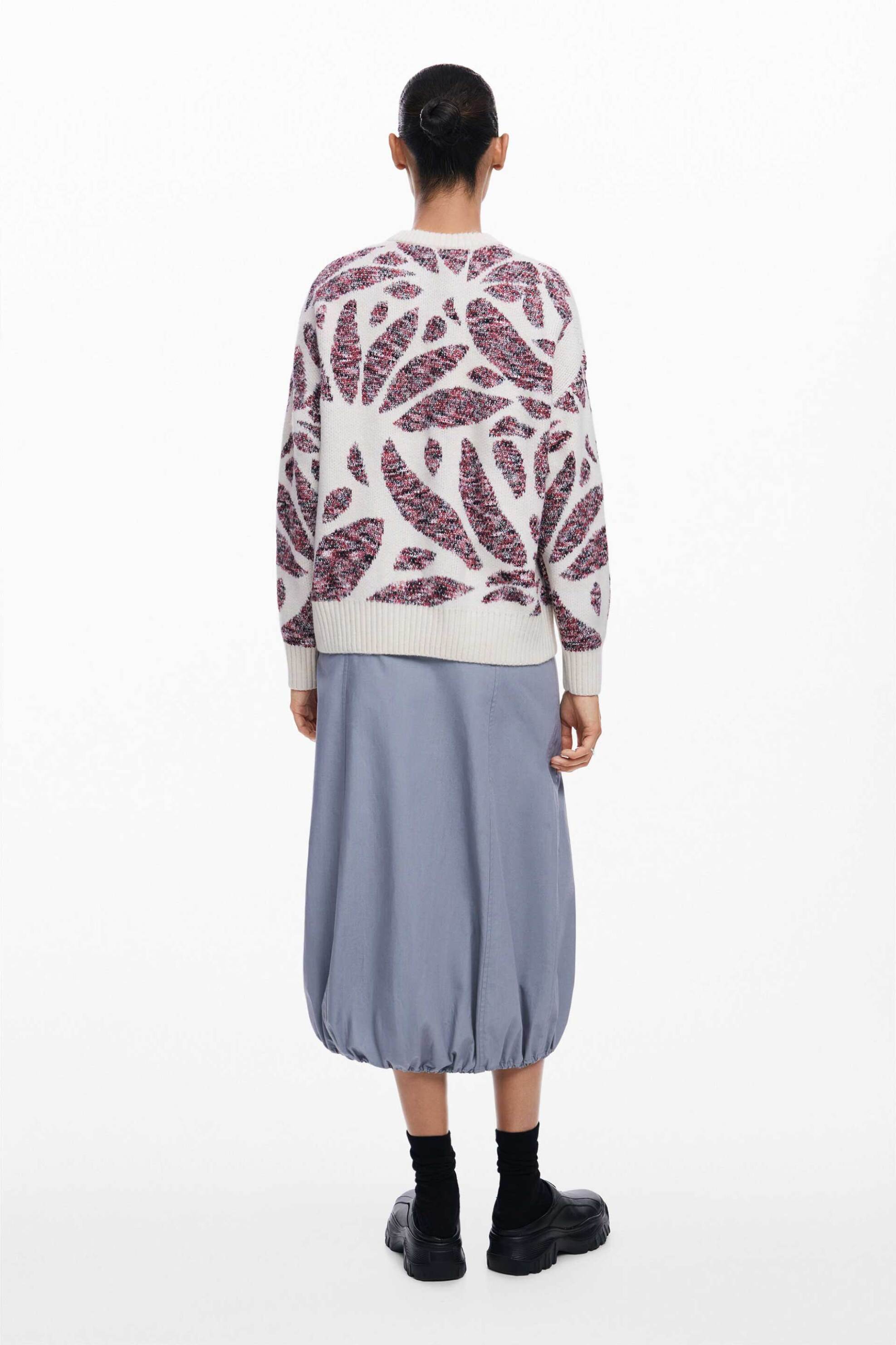 Desigual γυναικείο πουλόβερ με all-over print και ribbed λεπτομέρειες Loose Fit - 24WWJF57 Λευκό φωτογραφία