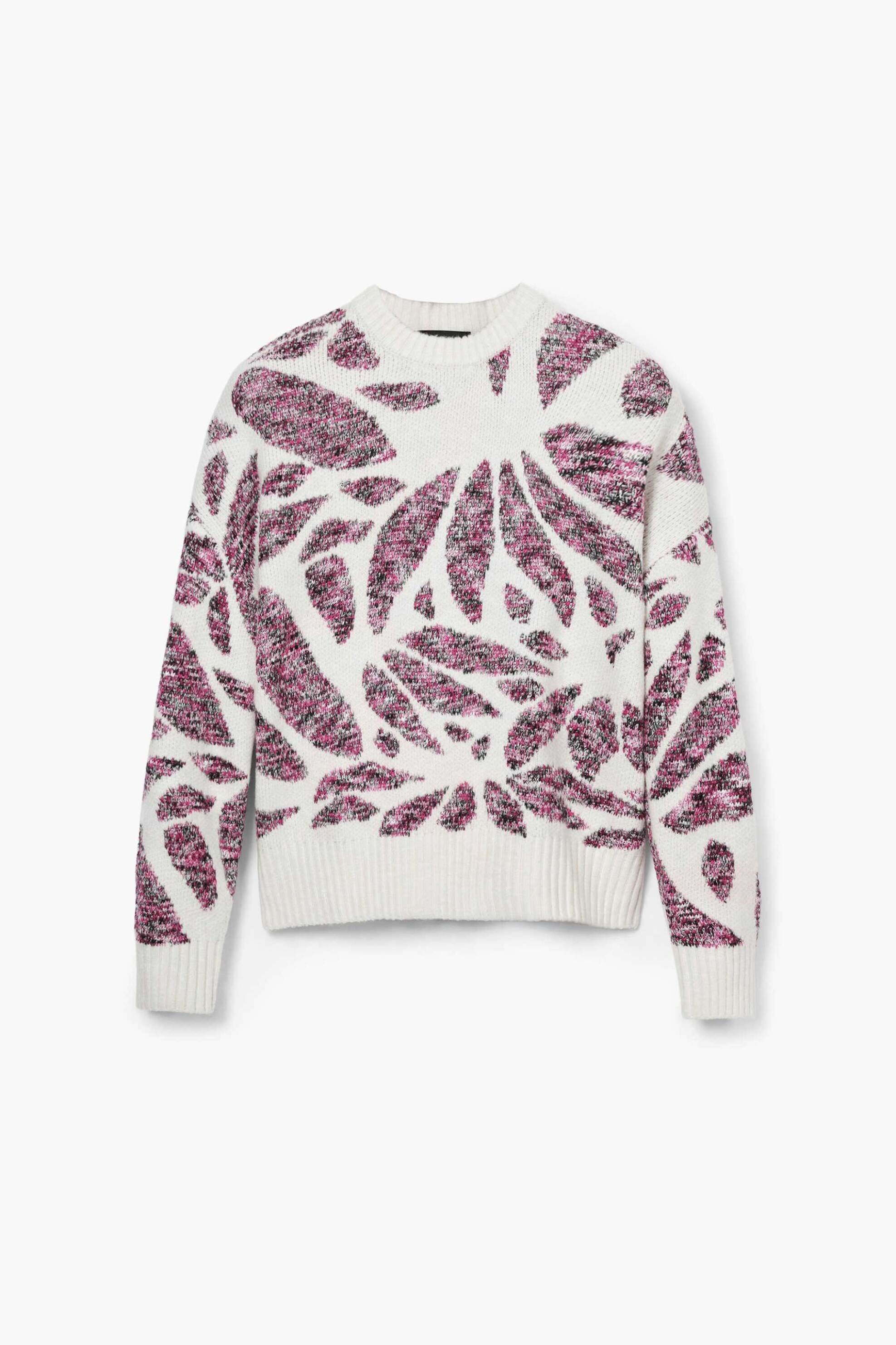 Desigual γυναικείο πουλόβερ με all-over print και ribbed λεπτομέρειες Loose Fit - 24WWJF57 Λευκό φωτογραφία