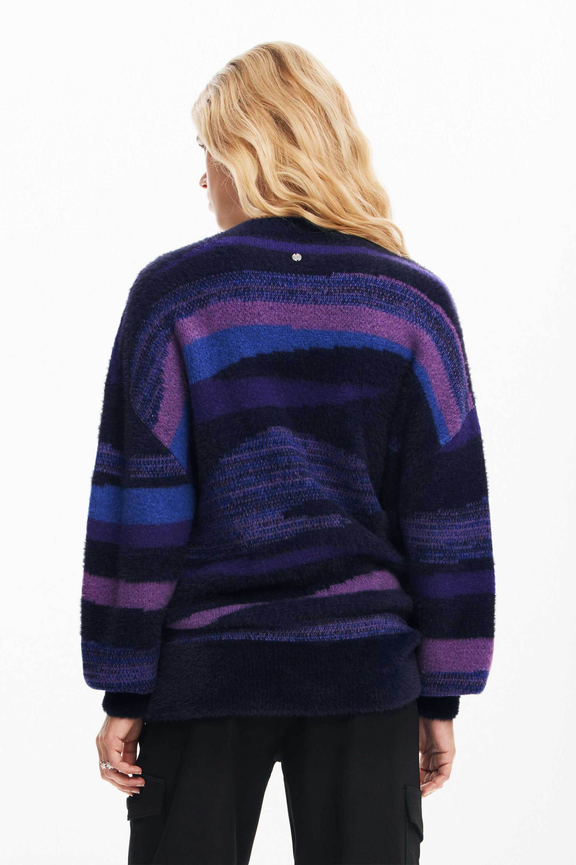 Desigual γυναικείο πουλόβερ με all-over print Oversized Fit - 24WWJF71 Μπλε Σκούρο φωτογραφία