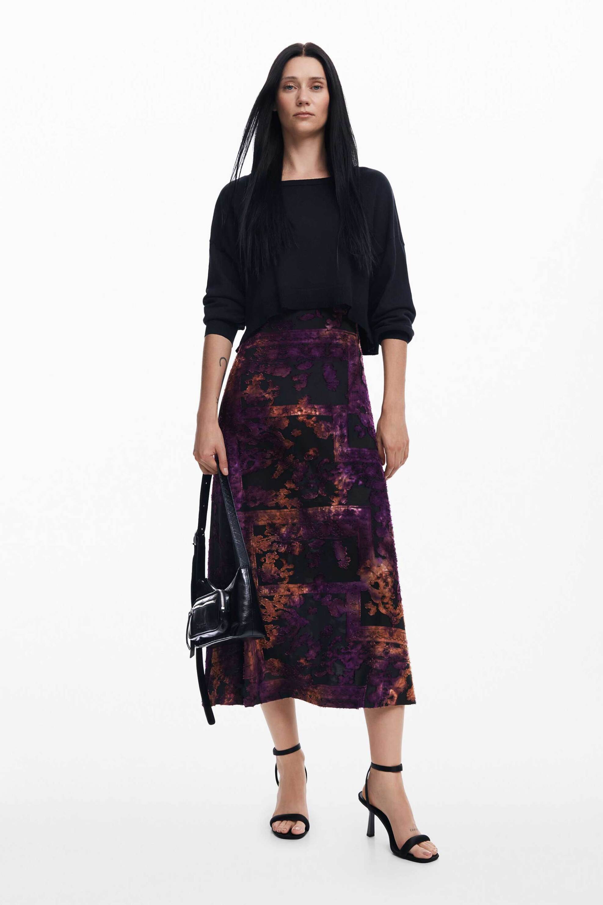 Desigual γυναικείο midi φόρεμα με all-over print και αποσπώμενη μπλούζα φούτερ Regular Fit | L