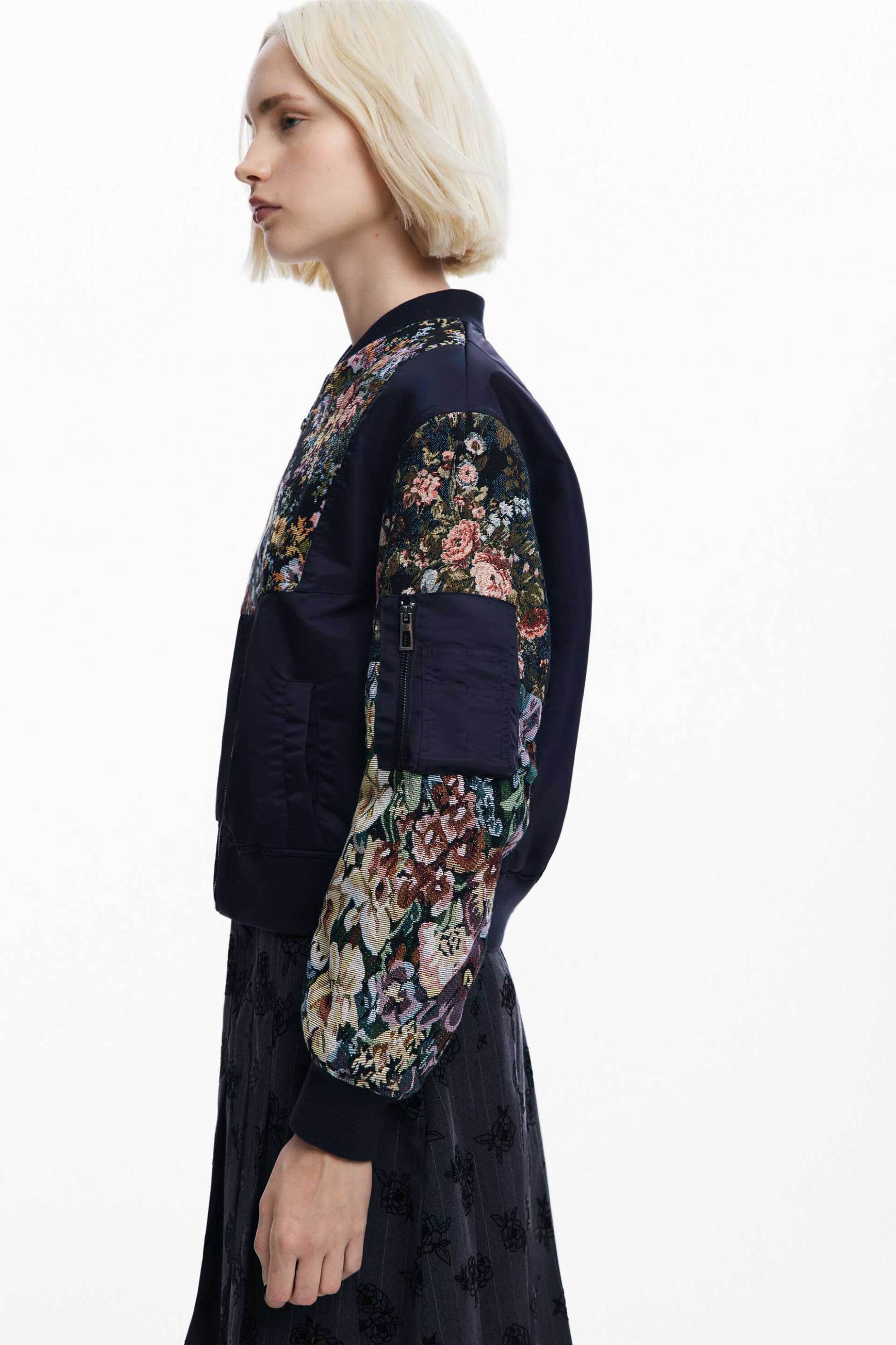 Desigual γυναικείο μπουφάν bomber με floral σχέδιο Regular Fit - 24WWEWB1 Μπλε Σκούρο φωτογραφία