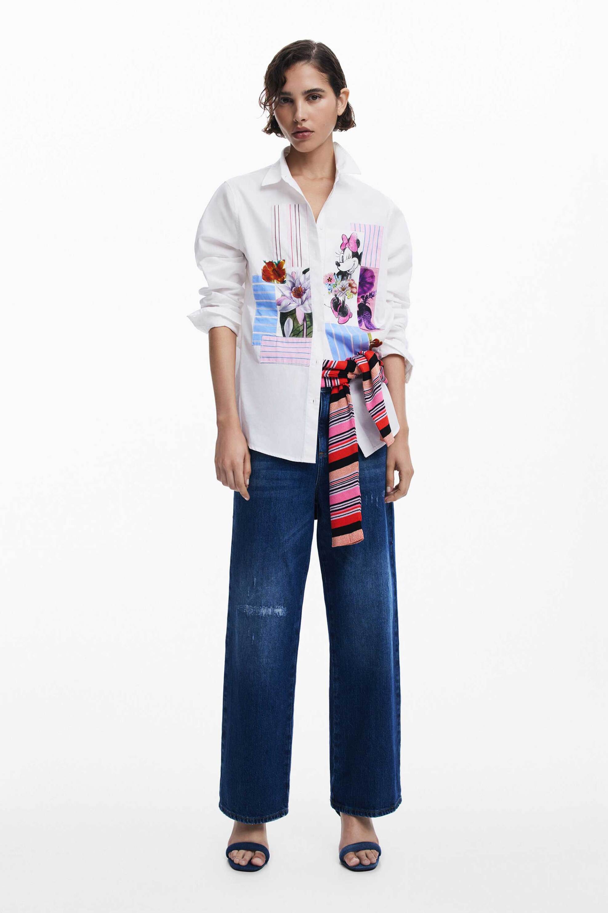 DESIGUAL Desigual γυναικείo πουκάμισο με print "Flowers Minnie" - 25SWCW24 Λευκό - 2