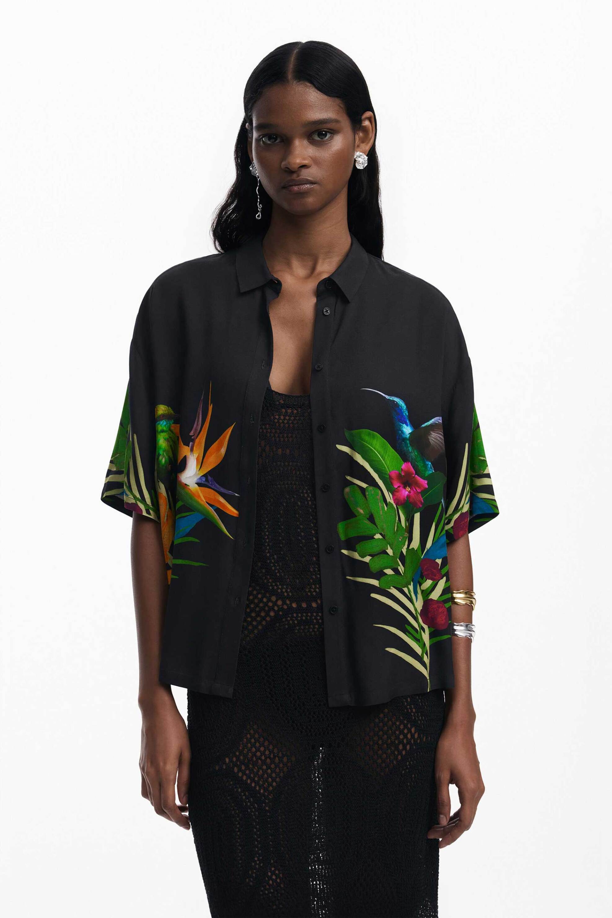 DESIGUAL Desigual γυναικείo πουκάμισο με tropical print 