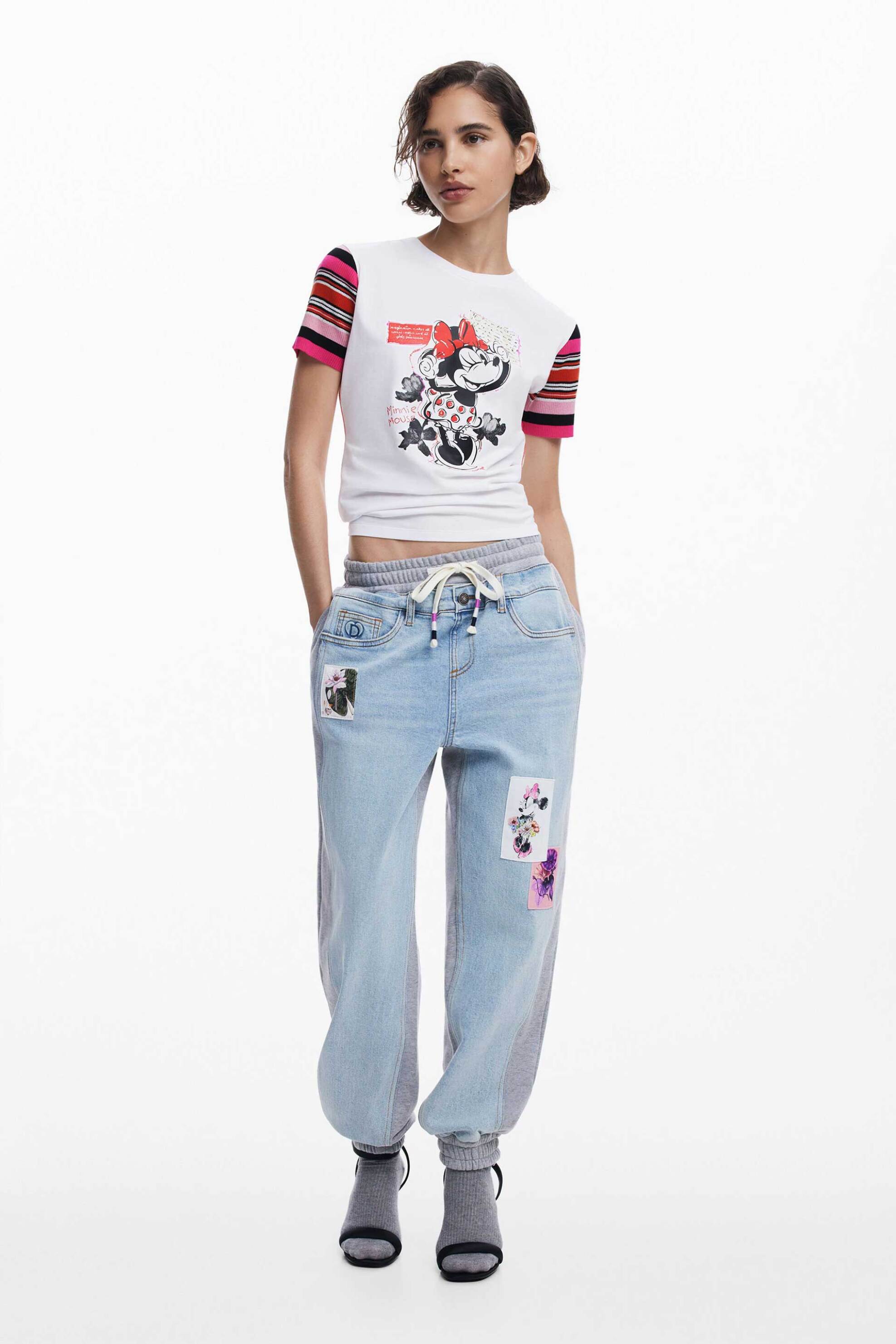 DESIGUAL Desigual γυναικείo τζιν παντελόνι jogger με print "Minnie" - 25SWDD72 Γαλάζιο