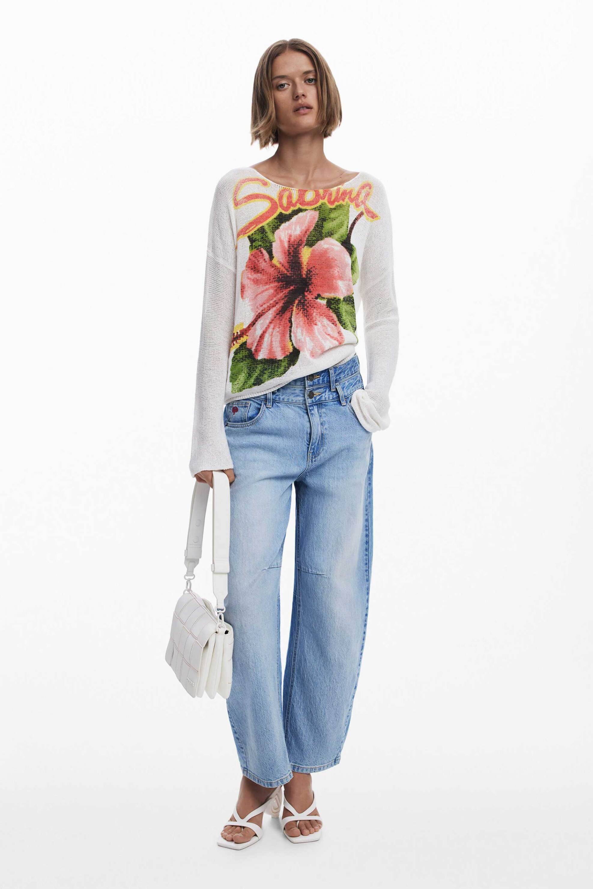 Desigual γυναικεία πλεκτή μπλούζα με floral print 