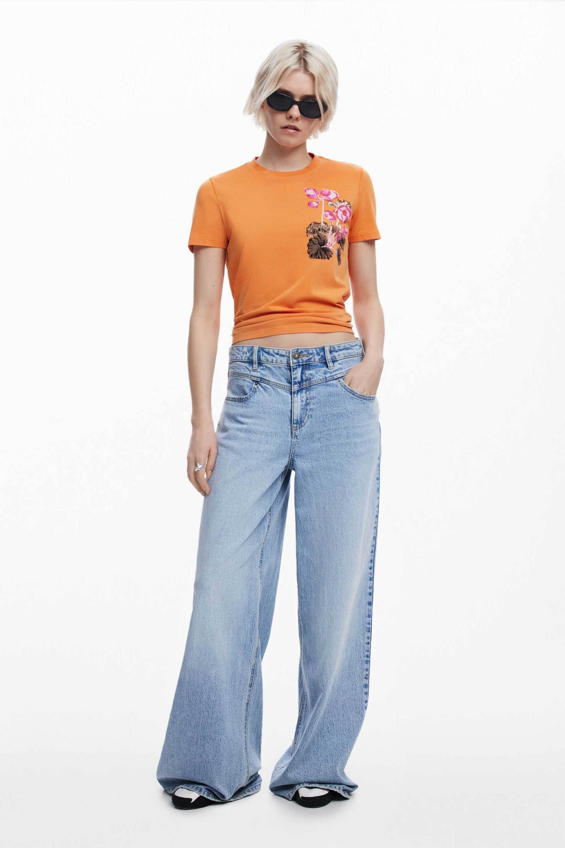 DESIGUAL Desigual γυναικείο T-shirt με floral print "Botanical" - 25SWTK48 Πορτοκαλί - 2