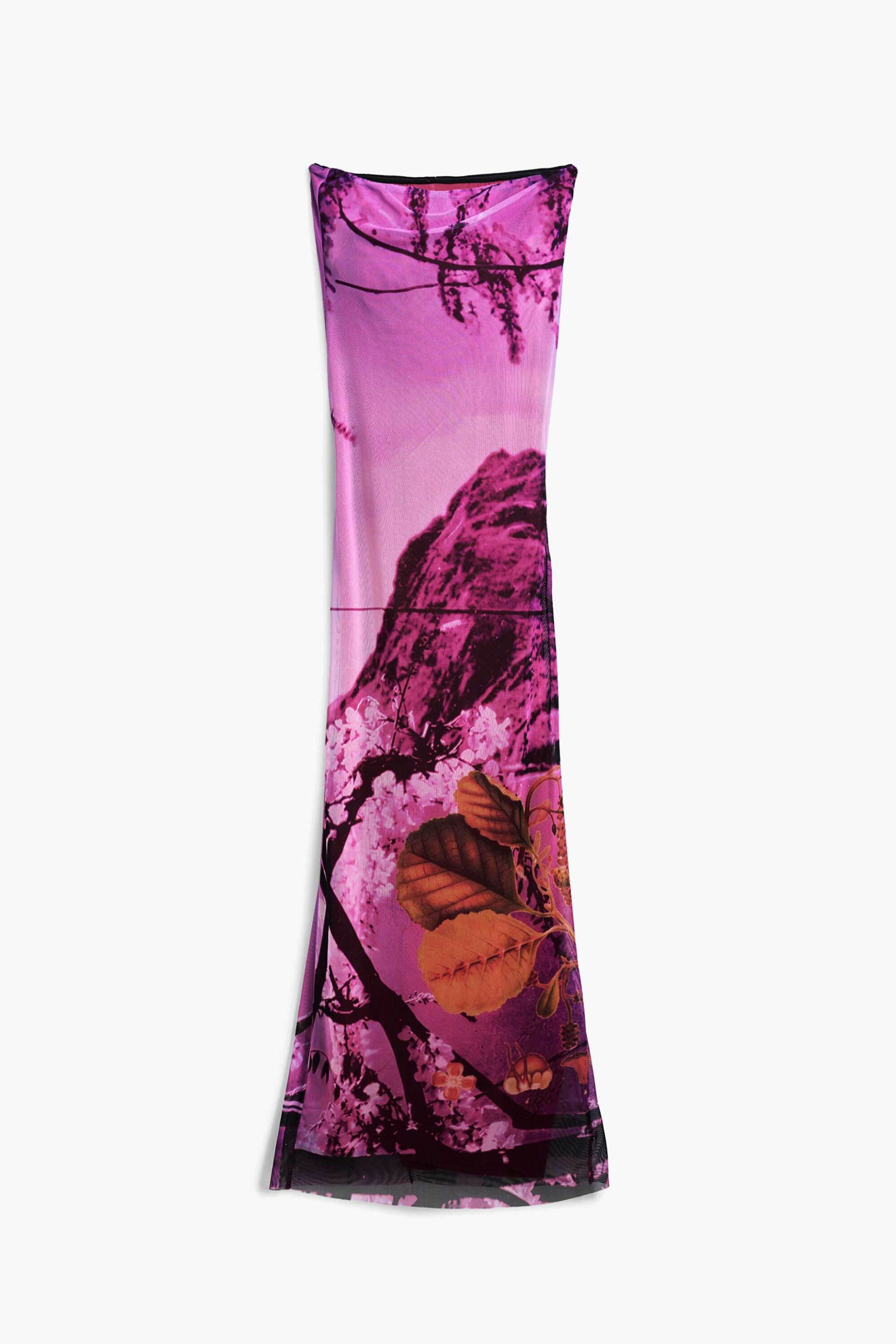 DESIGUAL Desigual γυναικείο φόρεμα midi στράπλες με print "Lakecomo" - 25SWVK39 Ροζ - 4
