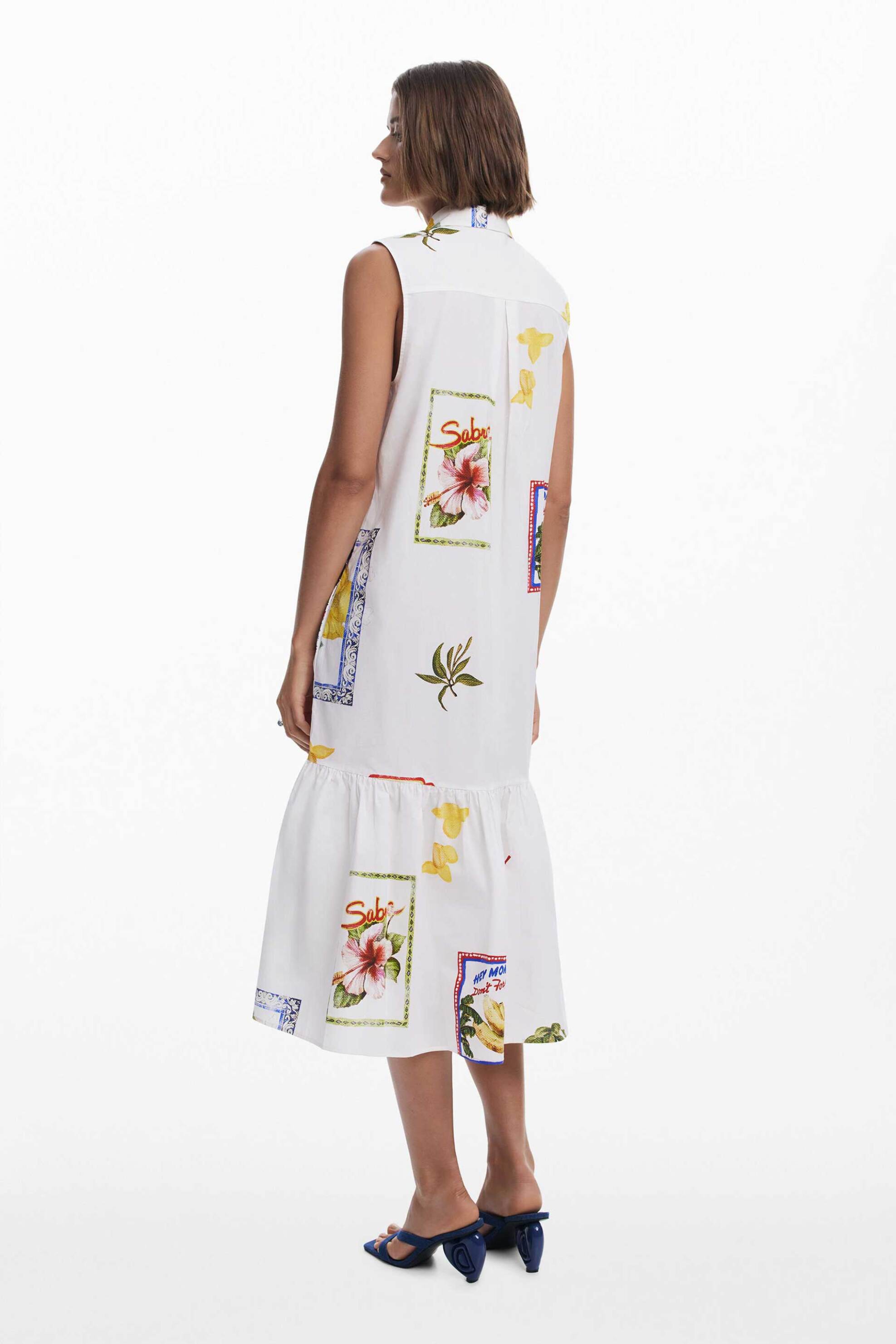 Desigual γυναικείο φόρεμα midi αμάνικο με print 