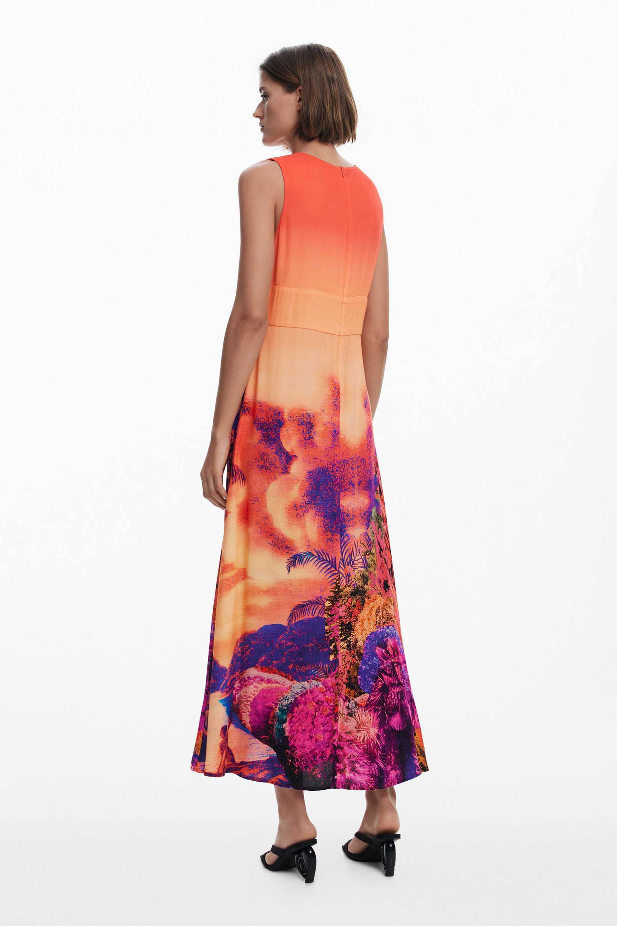 DESIGUAL Desigual γυναικείο φόρεμα midi με print "Tropical" - 25SWVW93 Πορτοκαλί - 2