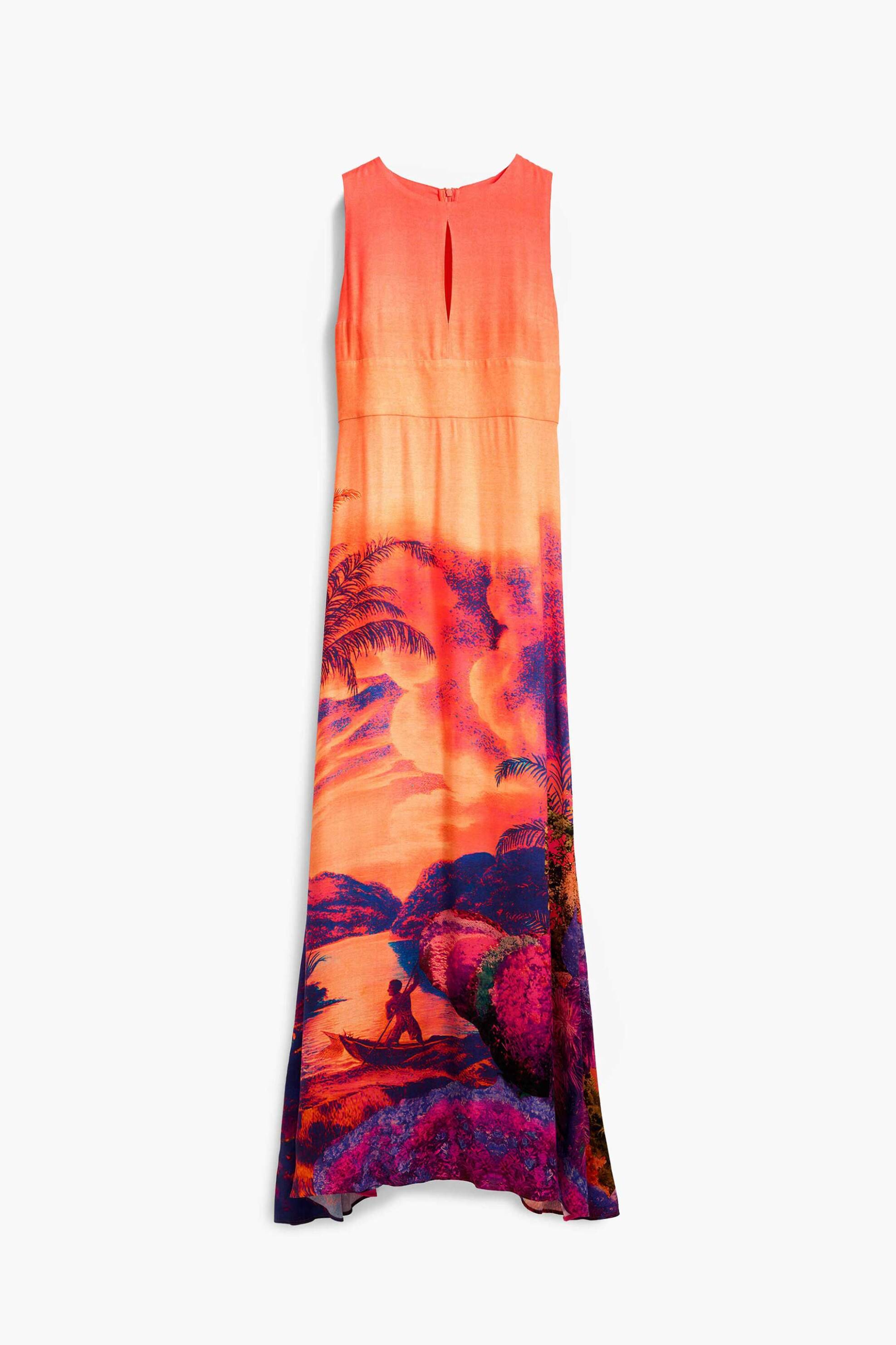 DESIGUAL Desigual γυναικείο φόρεμα midi με print "Tropical" - 25SWVW93 Πορτοκαλί - 4